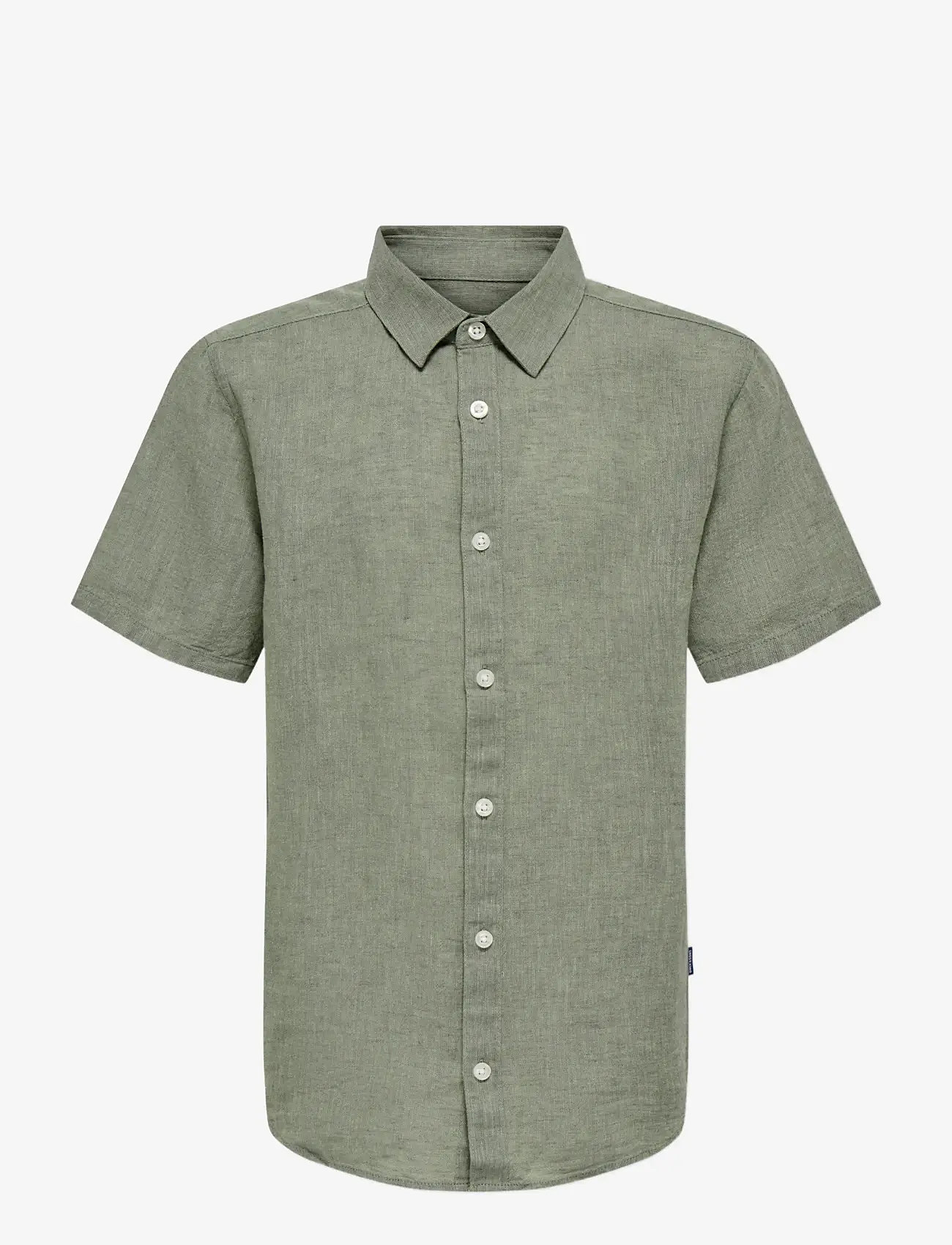 ONLY & SONS - OSJCAIDEN LIFE SS SOLID LINEN SHIRT WVN - kurzärmlige hemden - swamp - 1