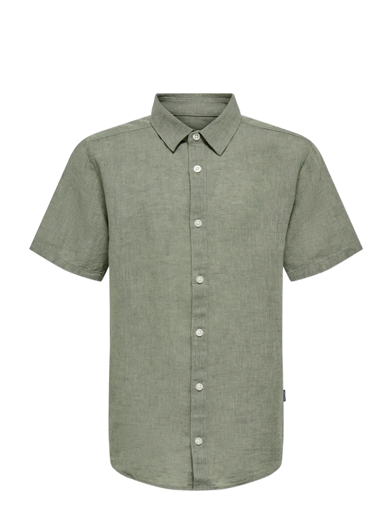 ONLY & SONS OSJCAIDEN LIFE SS SOLID LINEN SHIRT WVN - ONLY & SONS JUNIOR - SWAMP / khaki/green
