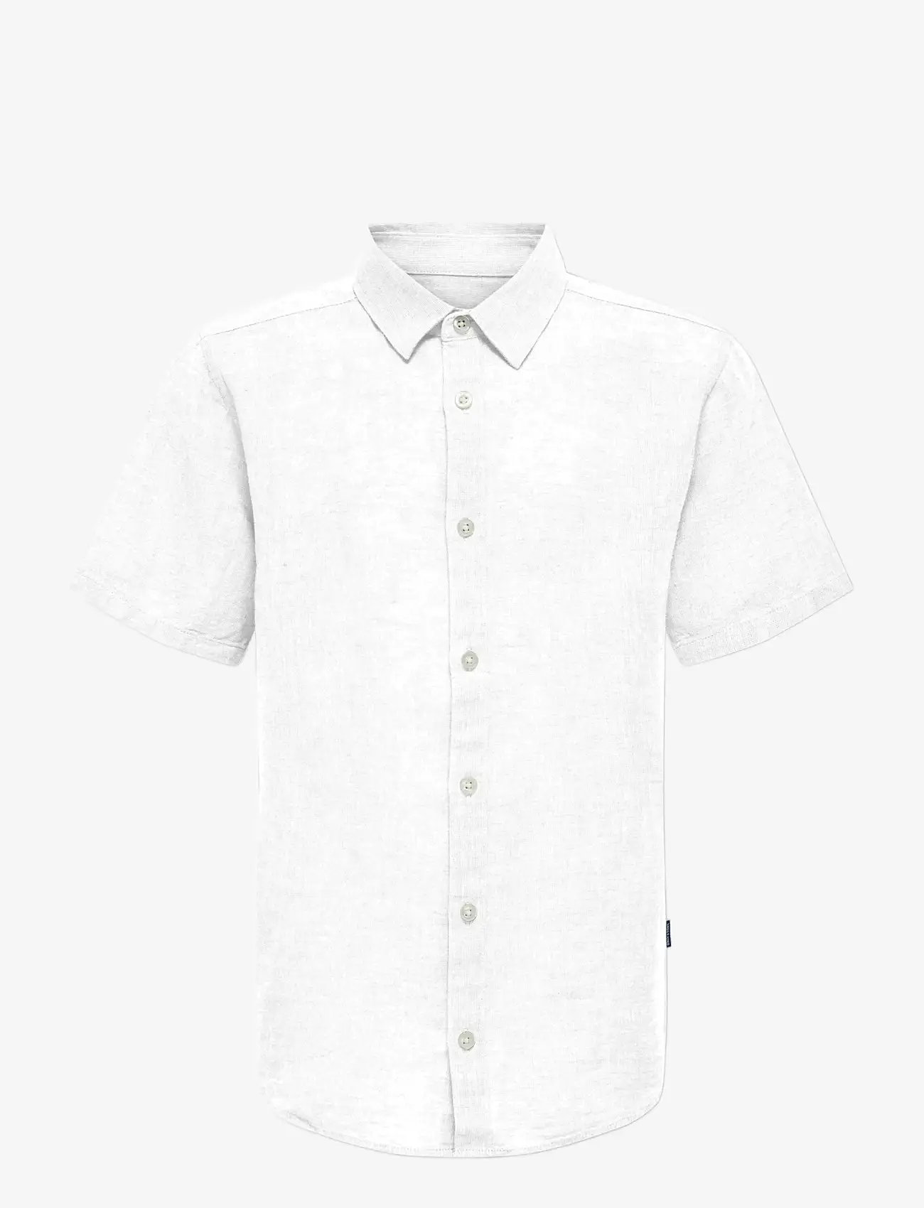 ONLY & SONS - OSJCAIDEN LIFE SS SOLID LINEN SHIRT WVN - kortærmede skjorter - white - 0