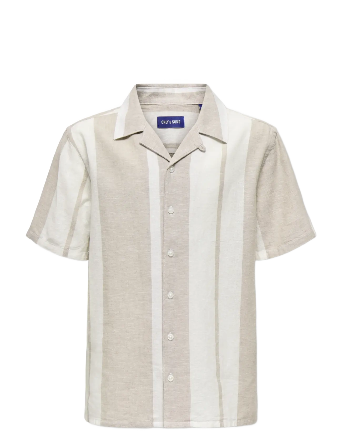 ONLY & SONS OSJCAIDEN LIFE SS STRIPE LINEN RESORT WV - ONLY & SONS JUNIOR - VINTAGE KHAKI / beige