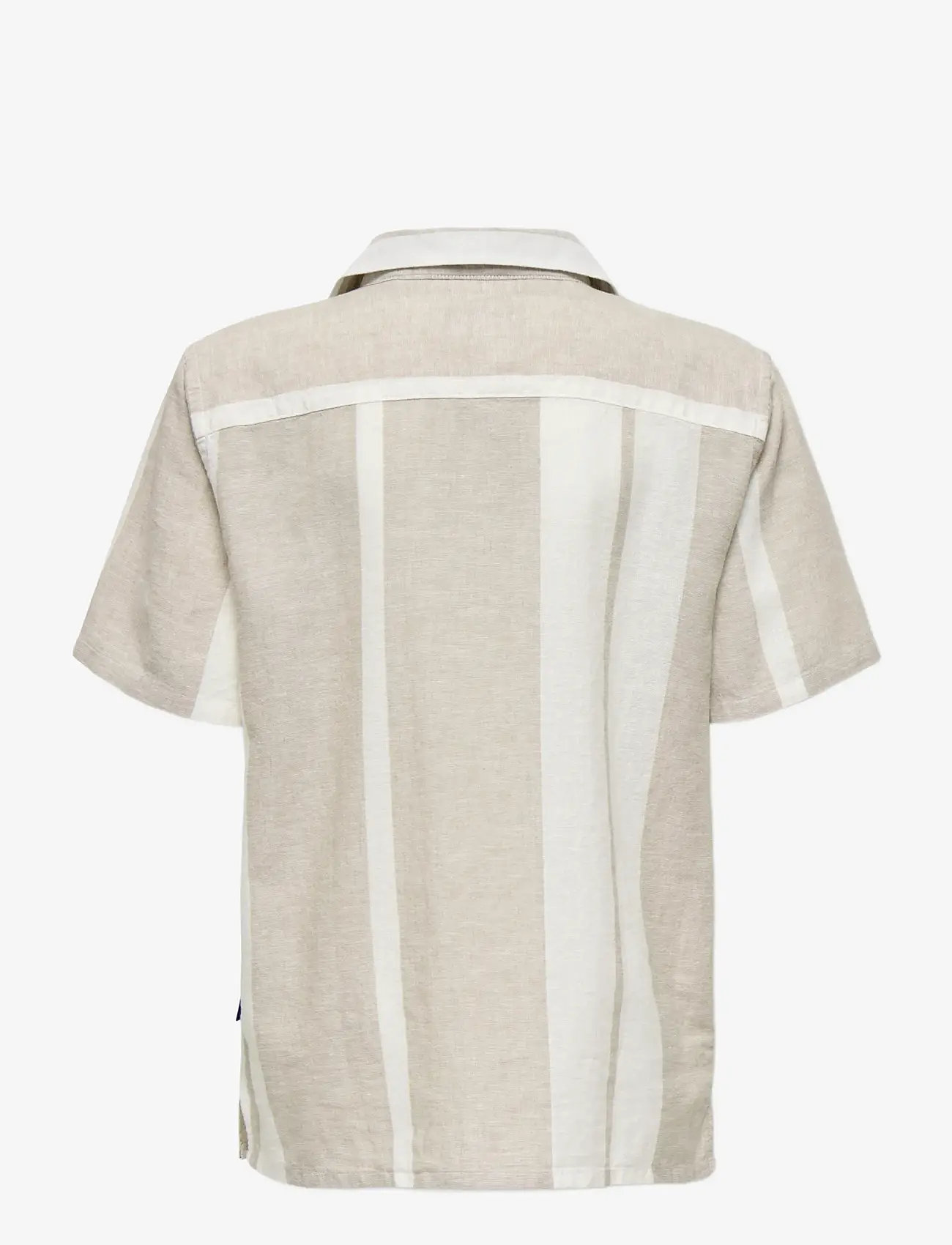 ONLY & SONS - OSJCAIDEN LIFE SS STRIPE LINEN RESORT WV - overhemden met korte mouwen - vintage khaki - 1