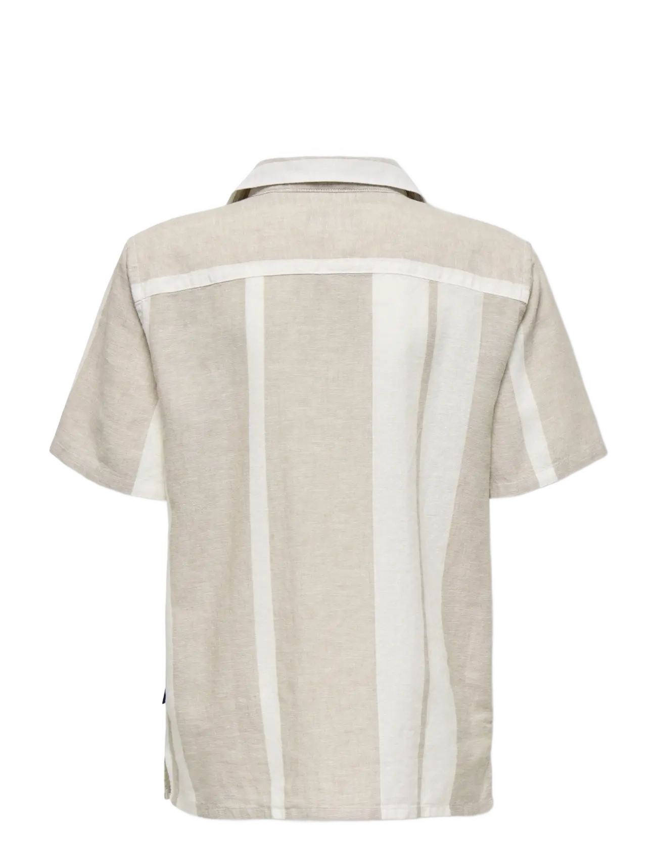 ONLY & SONS - OSJCAIDEN LIFE SS STRIPE LINEN RESORT WV - krekli ar īsām piedurknēm - vintage khaki - 1