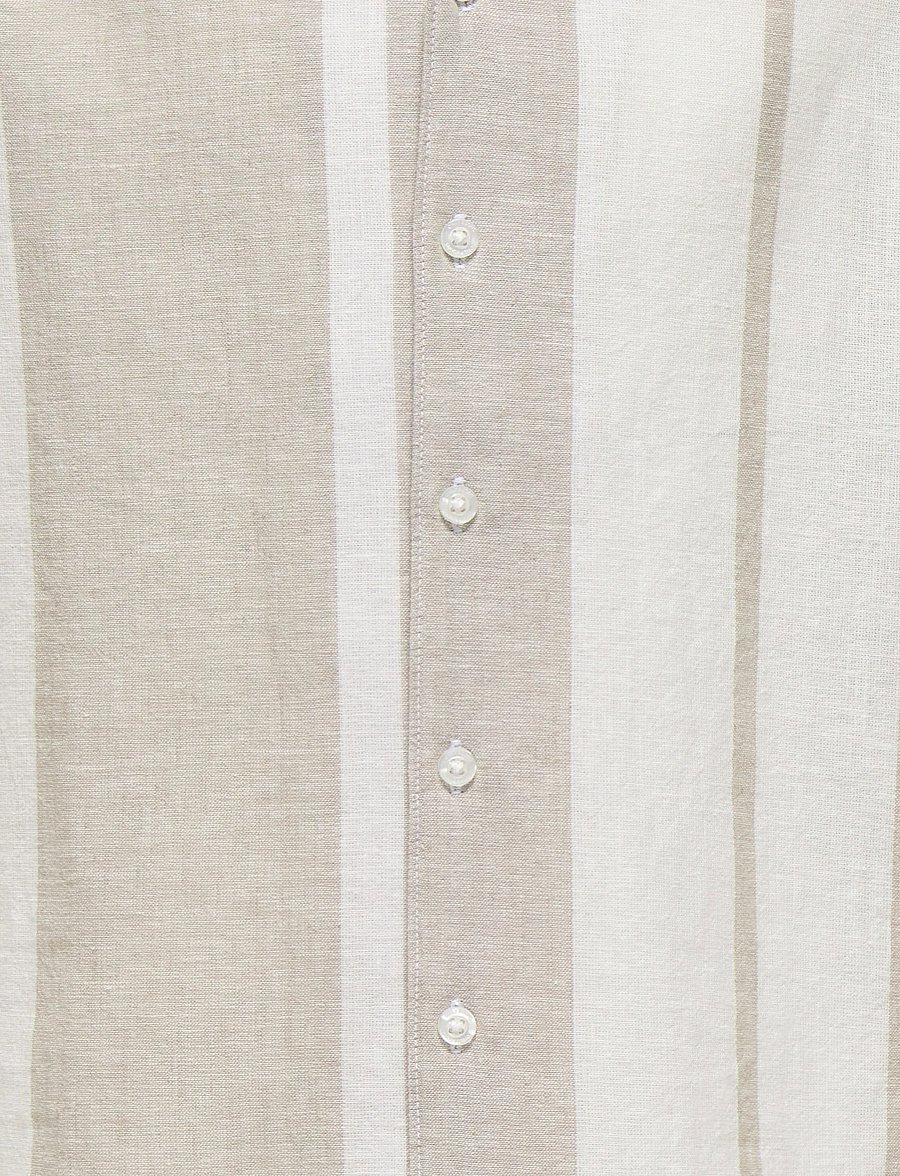 ONLY & SONS - OSJCAIDEN LIFE SS STRIPE LINEN RESORT WV - krekli ar īsām piedurknēm - vintage khaki - 2