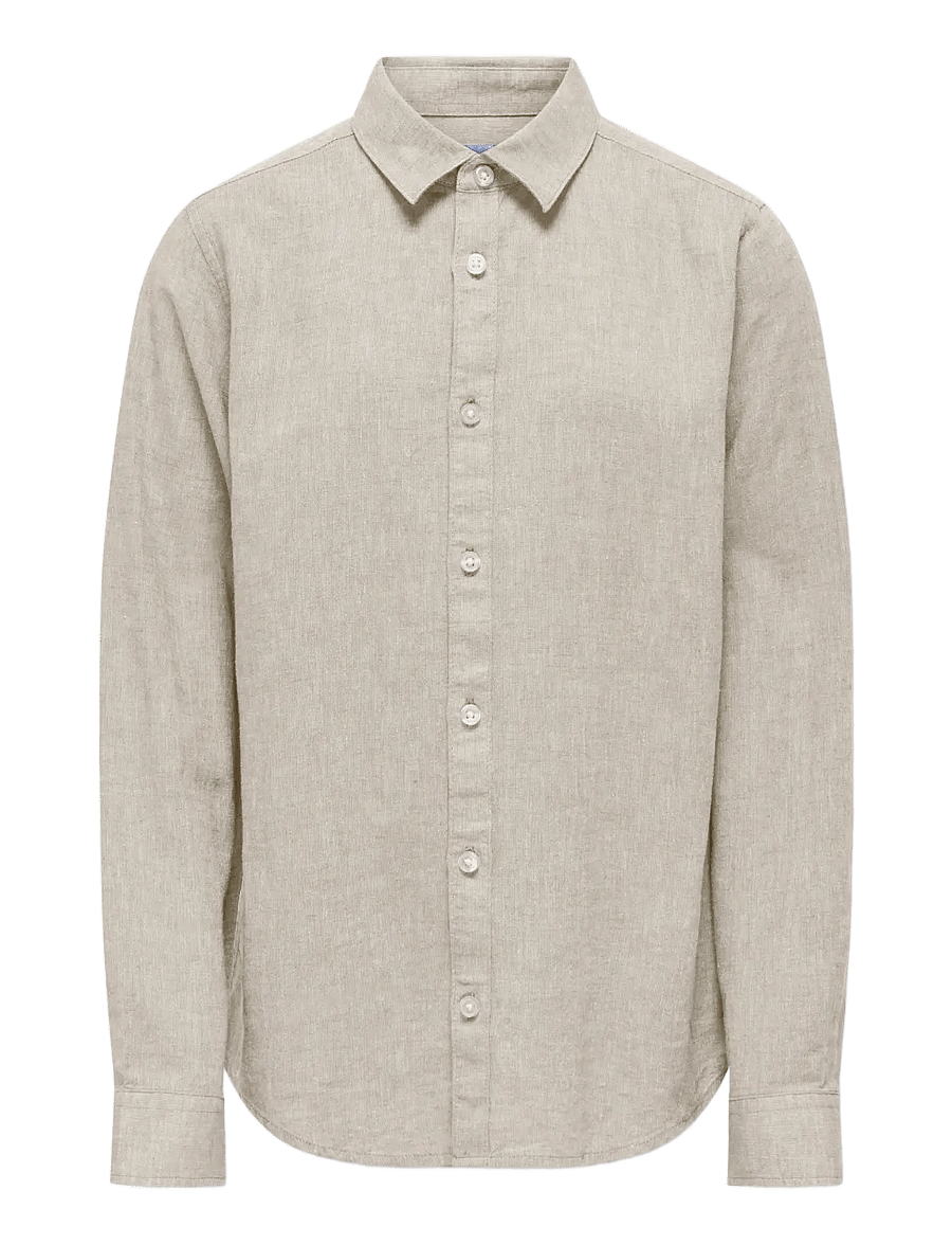 ONLY & SONS - OSJCAIDEN LIFE LS LINEN SHIRT WN NOOS - chemises à manches longues - chinchilla - 1