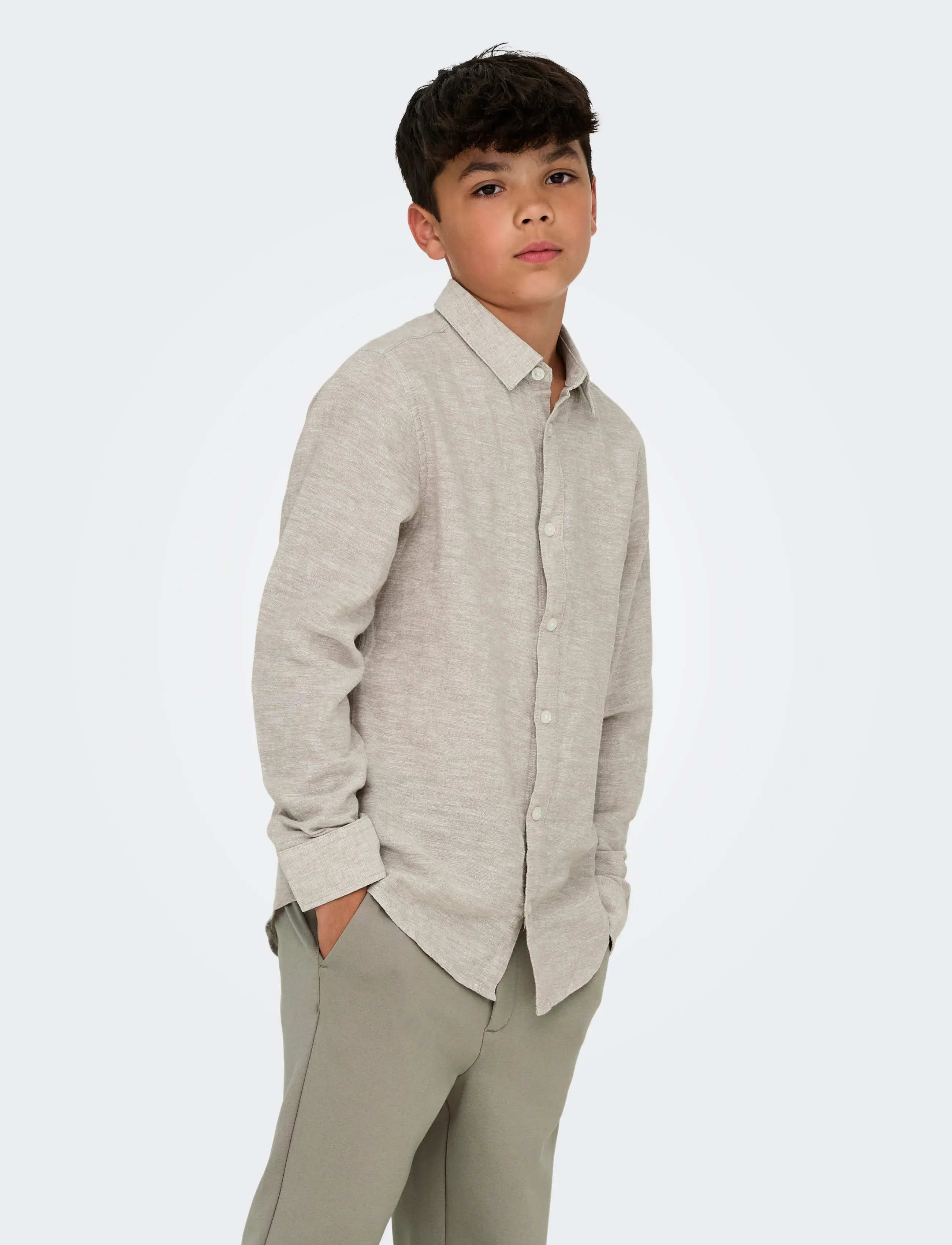 ONLY & SONS OSJCAIDEN LIFE LS LINEN SHIRT WN NOOS - Skjorter - CHINCHILLA / beige