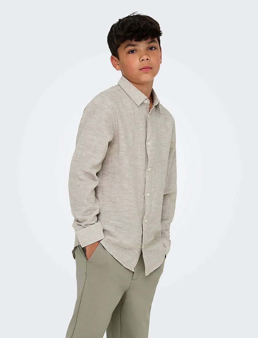 ONLY & SONS - OSJCAIDEN LIFE LS LINEN SHIRT WN NOOS - chemises à manches longues - chinchilla - 0