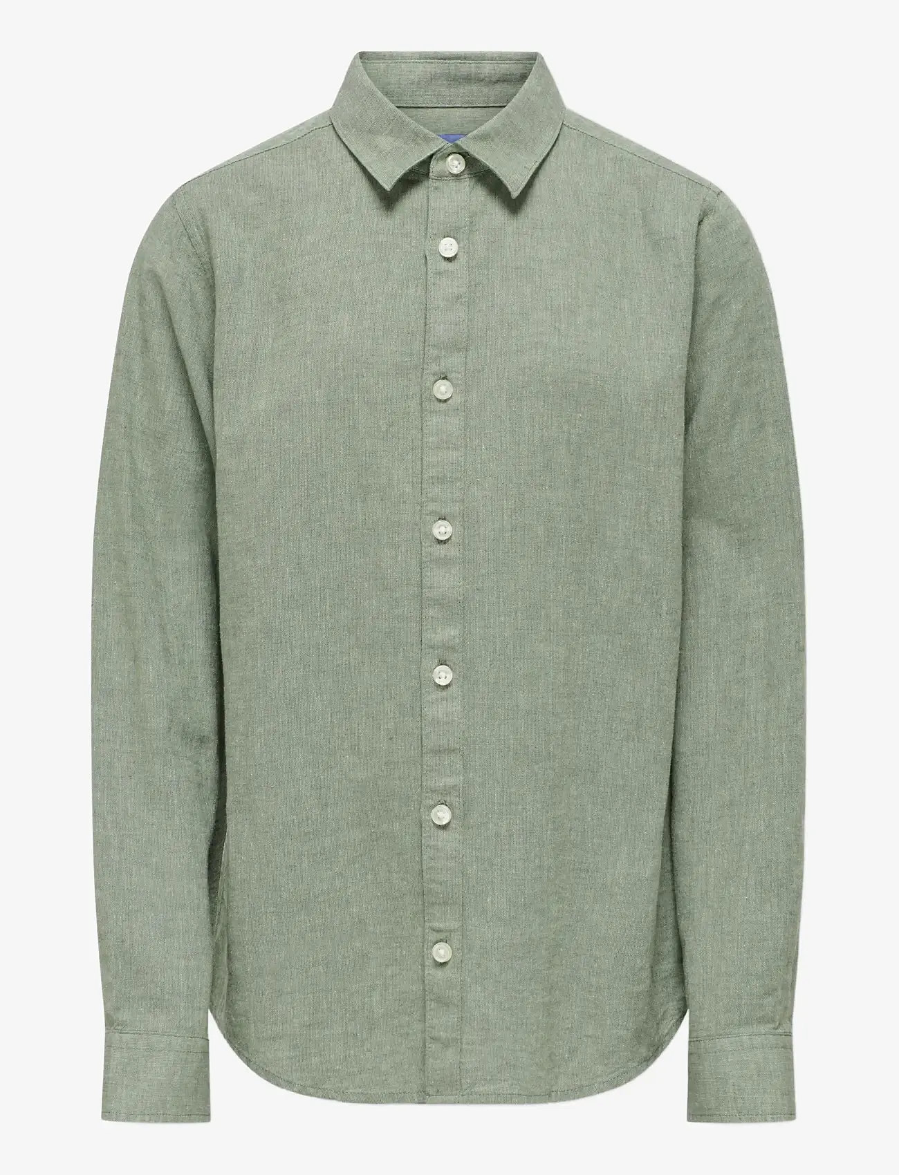 ONLY & SONS - OSJCAIDEN LIFE LS LINEN SHIRT WN NOOS - langærmede skjorter - swamp - 1