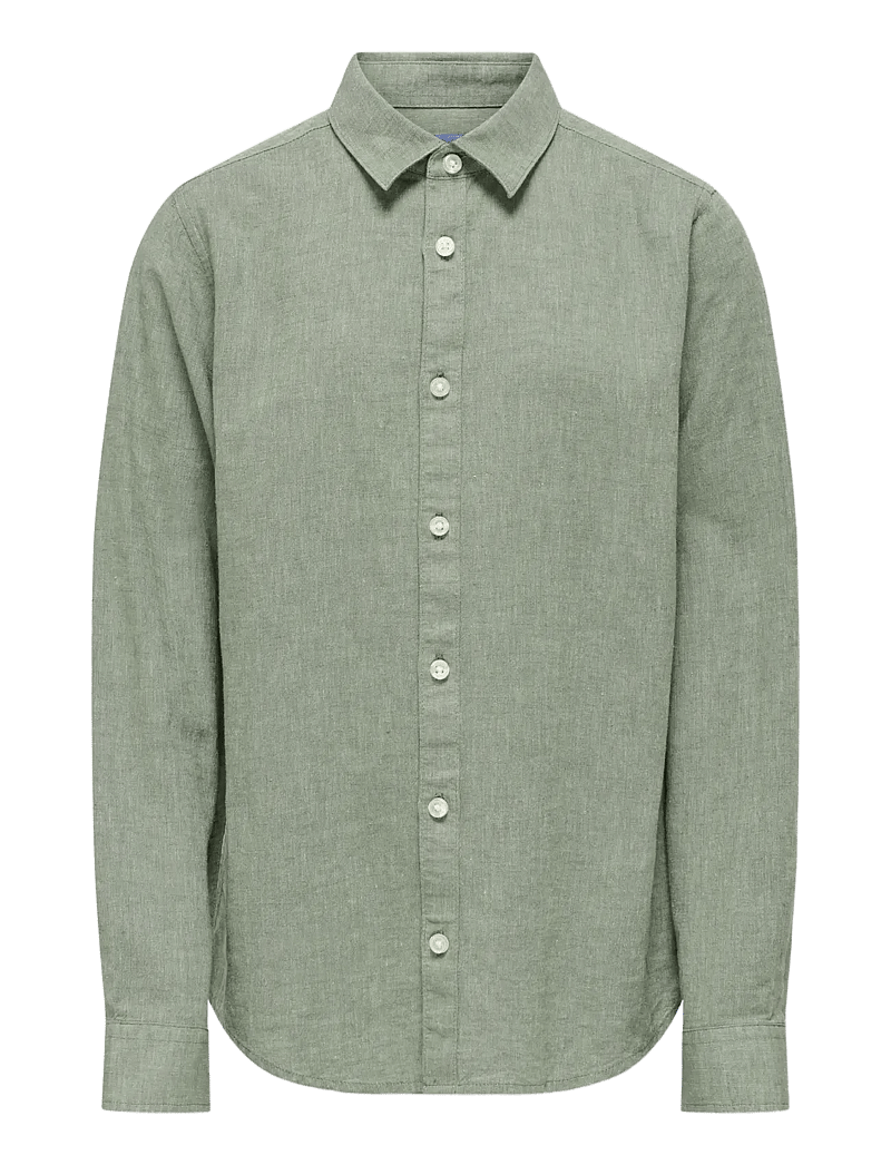 ONLY & SONS - OSJCAIDEN LIFE LS LINEN SHIRT WN NOOS - langærmede skjorter - swamp - 1