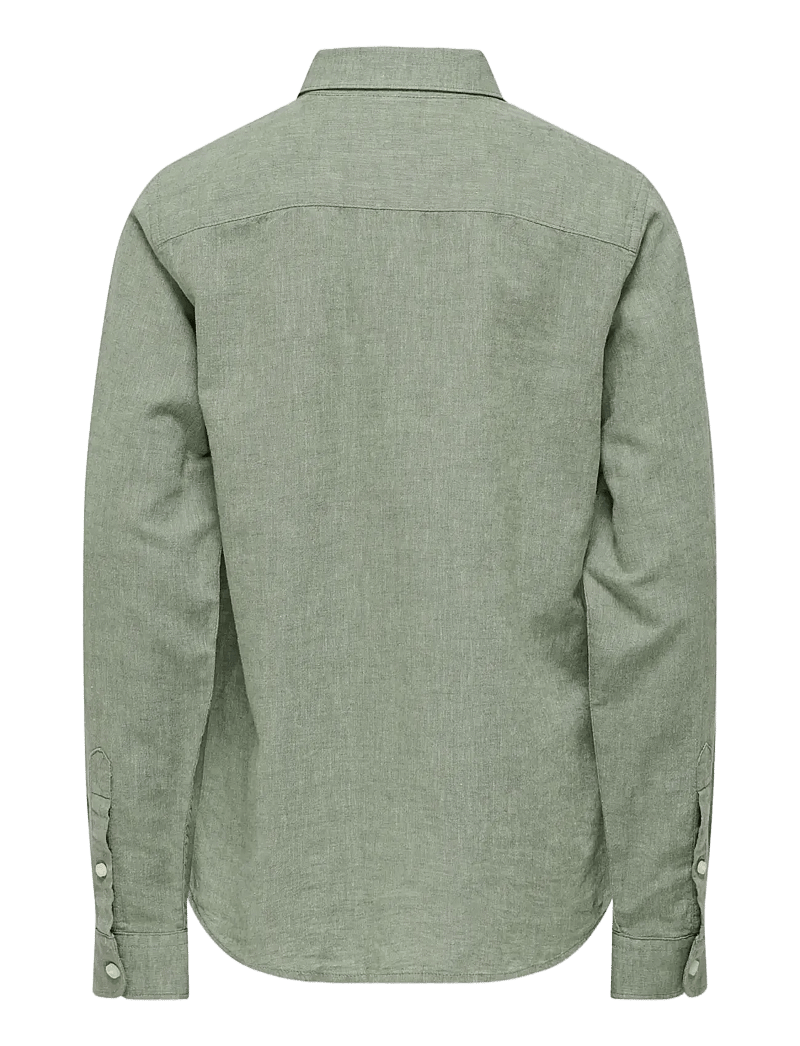ONLY & SONS - OSJCAIDEN LIFE LS LINEN SHIRT WN NOOS - langærmede skjorter - swamp - 2