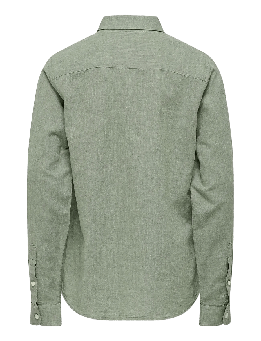 ONLY & SONS - OSJCAIDEN LIFE LS LINEN SHIRT WN NOOS - langærmede skjorter - swamp - 2