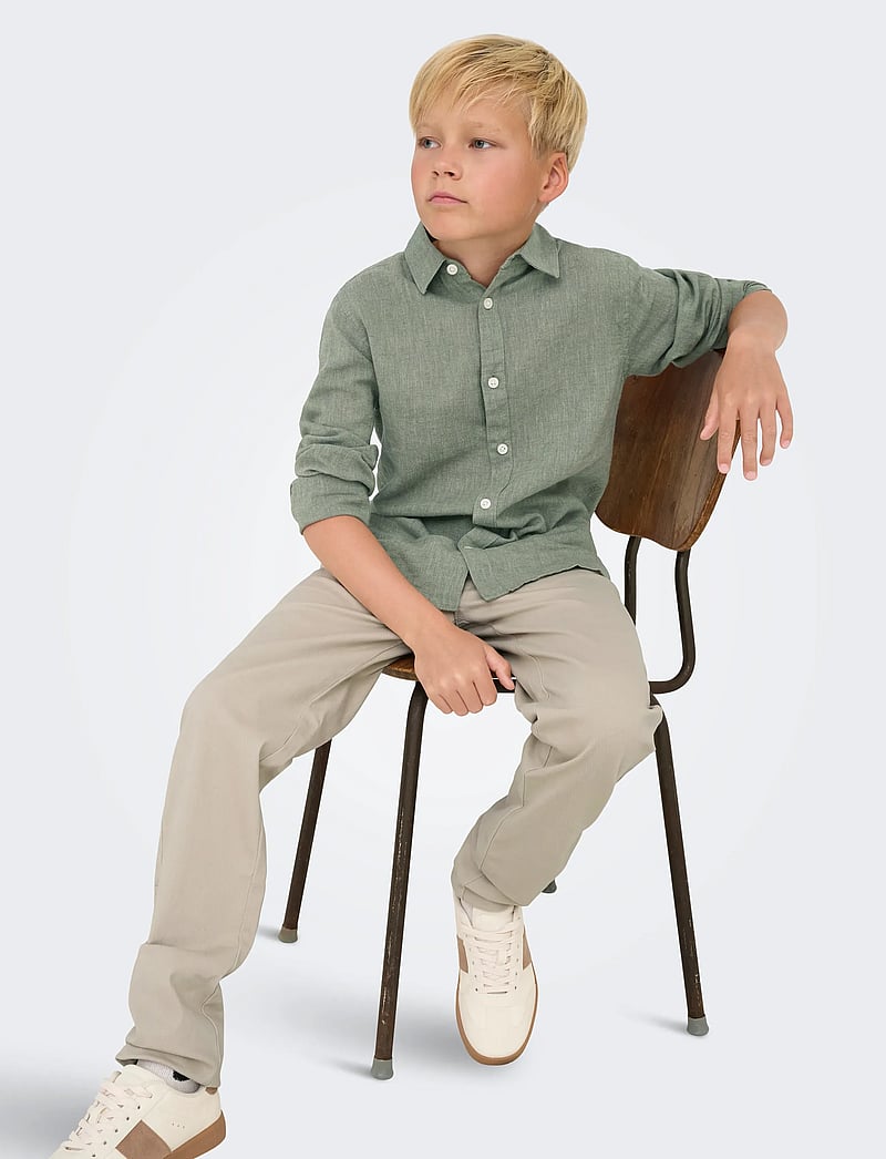 ONLY & SONS - OSJCAIDEN LIFE LS LINEN SHIRT WN NOOS - langærmede skjorter - swamp - 4