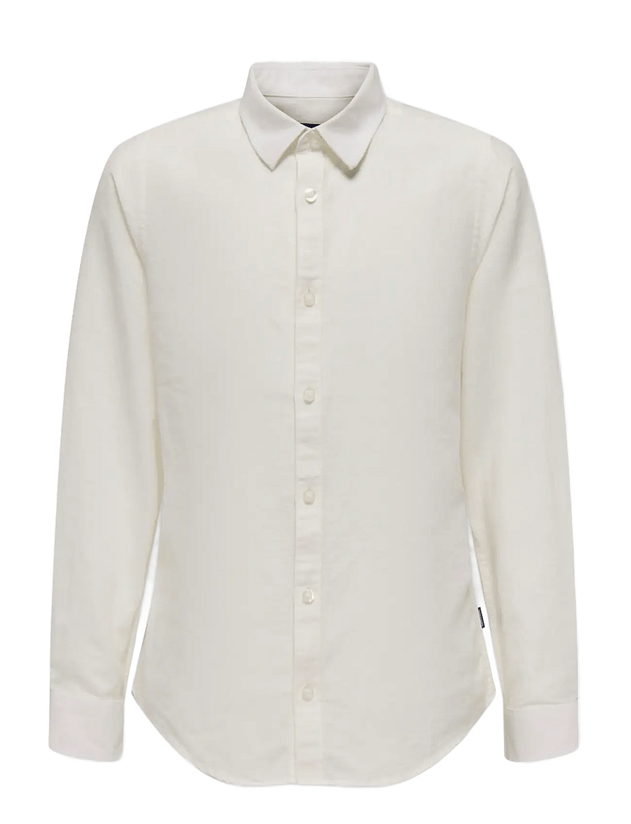ONLY & SONS - OSJCAIDEN LIFE LS LINEN SHIRT WN NOOS - langærmede skjorter - white - 1