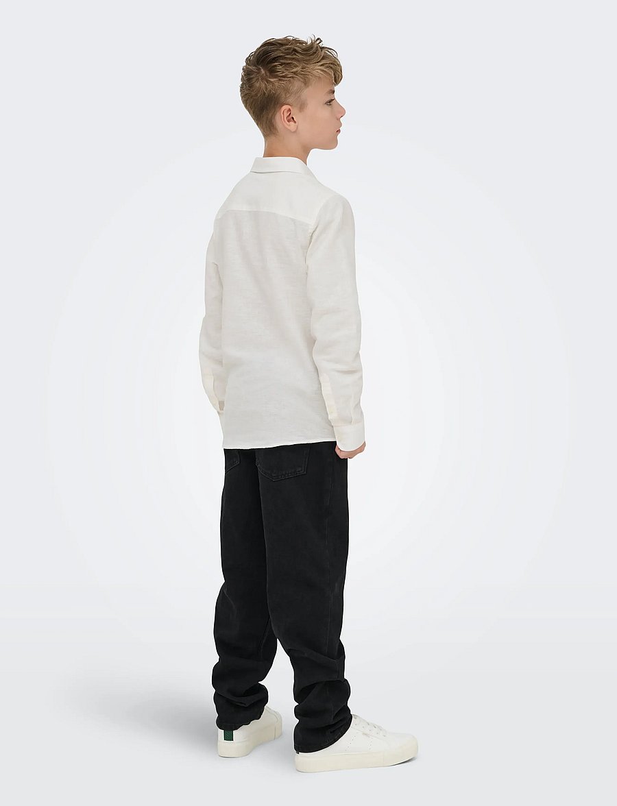 ONLY & SONS - OSJCAIDEN LIFE LS LINEN SHIRT WN NOOS - langærmede skjorter - white - 3