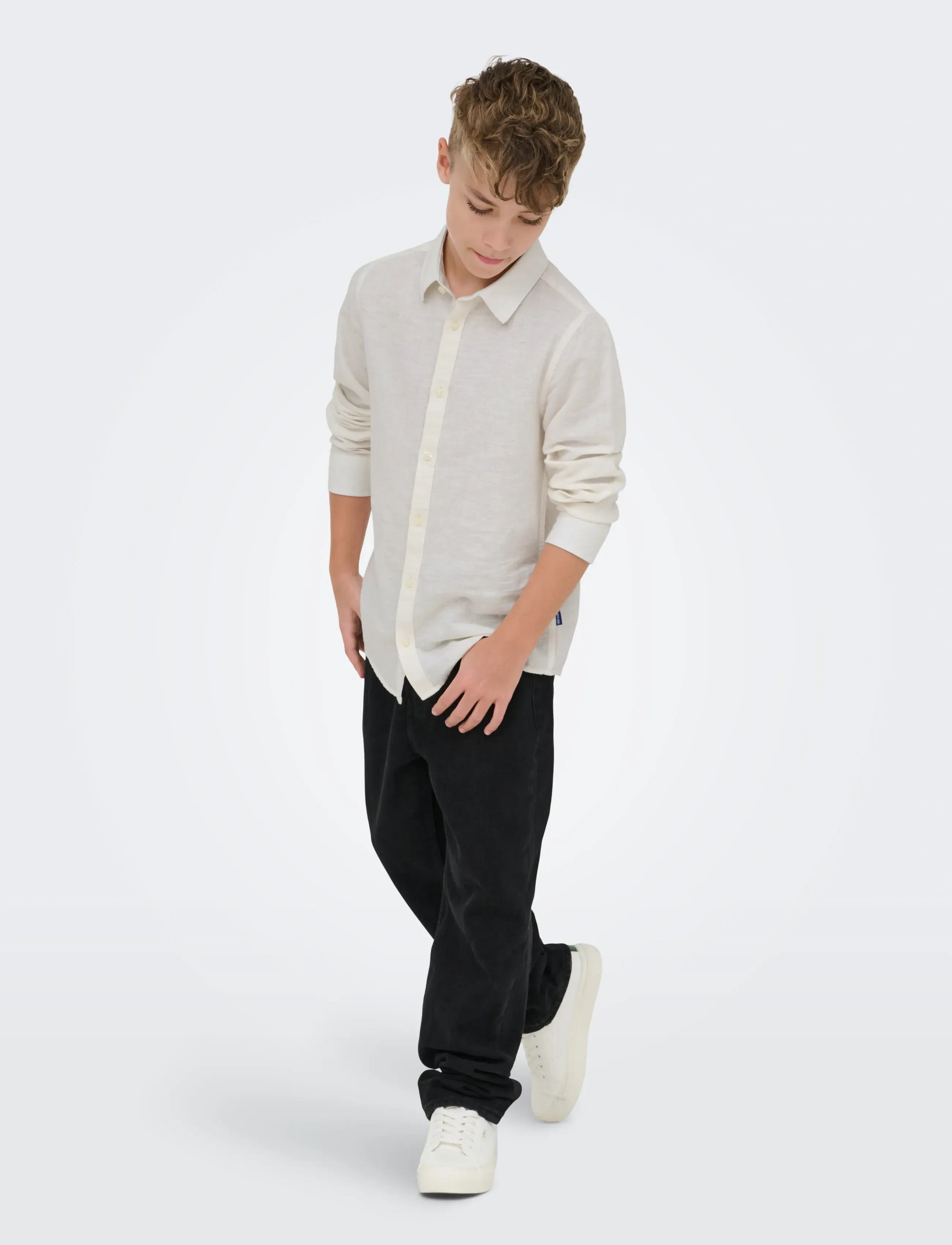 ONLY & SONS - OSJCAIDEN LIFE LS LINEN SHIRT WN NOOS - langærmede skjorter - white - 4