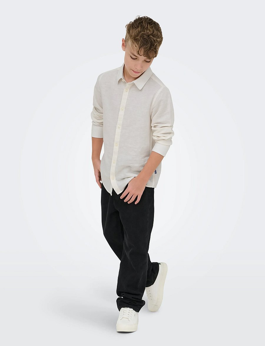 ONLY & SONS - OSJCAIDEN LIFE LS LINEN SHIRT WN NOOS - langærmede skjorter - white - 4