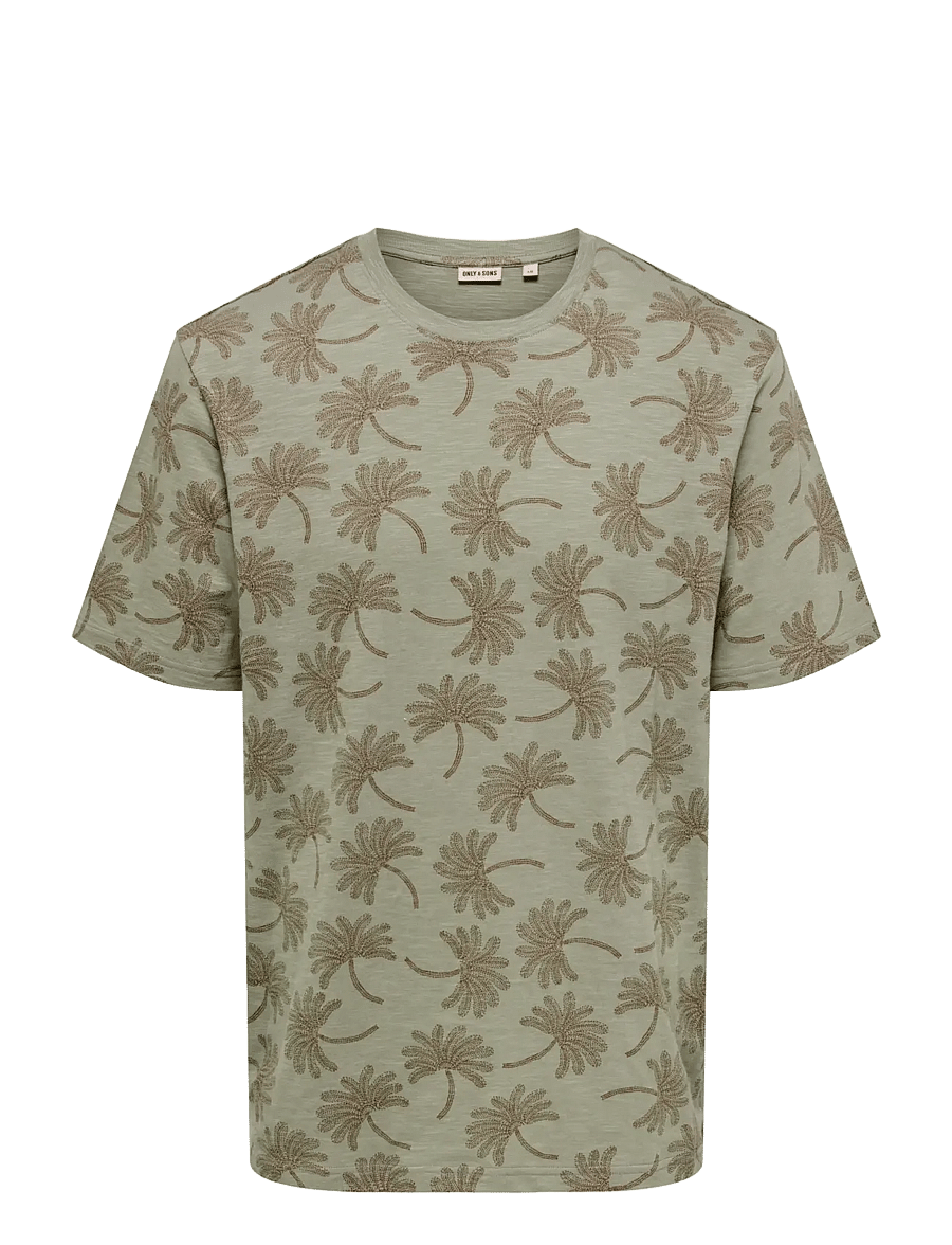 ONLY & SONS - ONSMALDINI AOP REG. SS AOP TEE - short-sleeved t-shirts - dried sage - 0