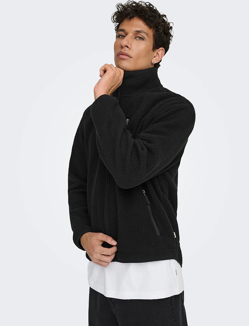 ONLY & SONS - ONSSEB LIFE SHERPA JACKET OTW - frühlingsjacken - black - 4