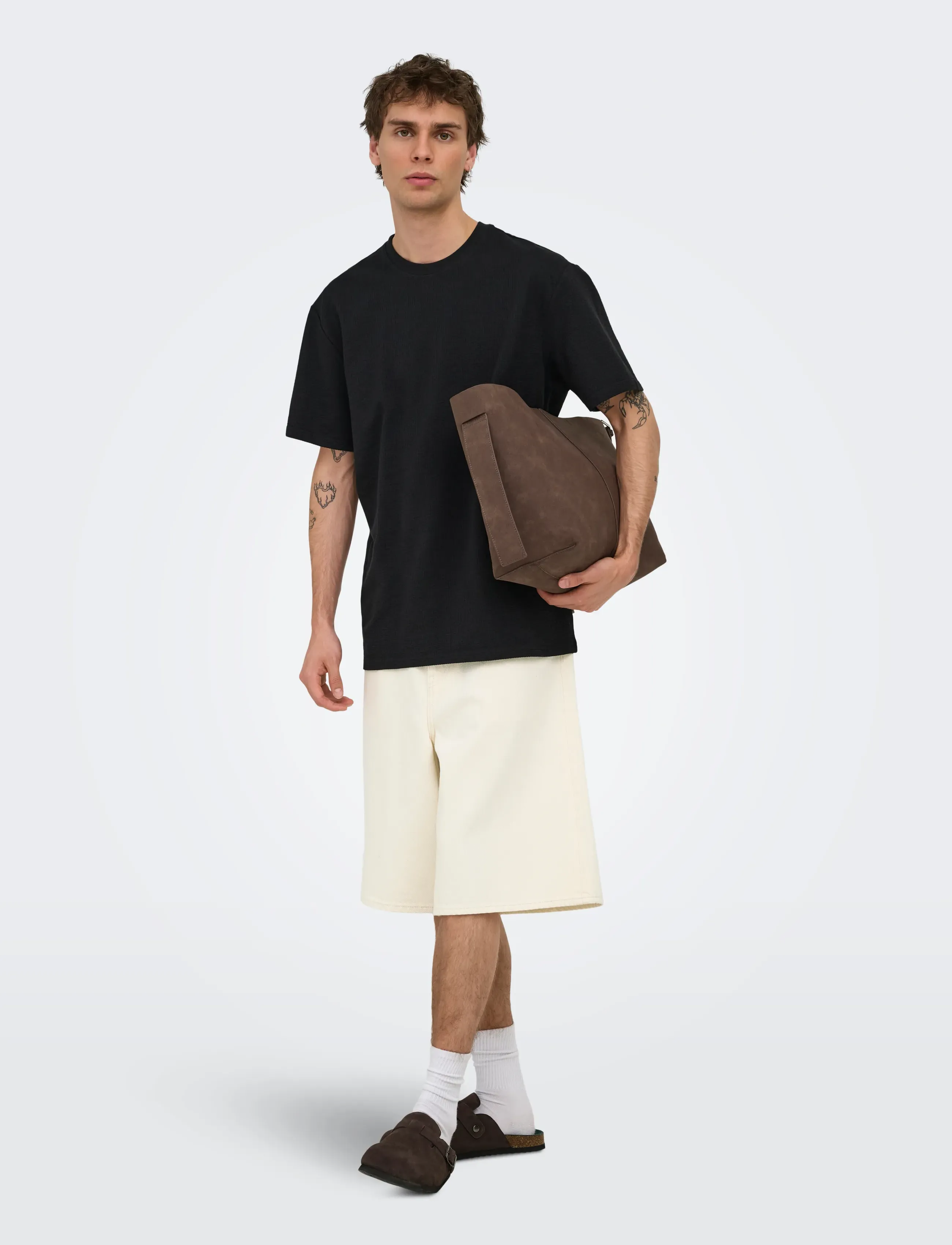 ONLY & SONS - ONSCARL BALLOON ECRU 4145 PIM DNM SHORTS - jorts - ecru - 4