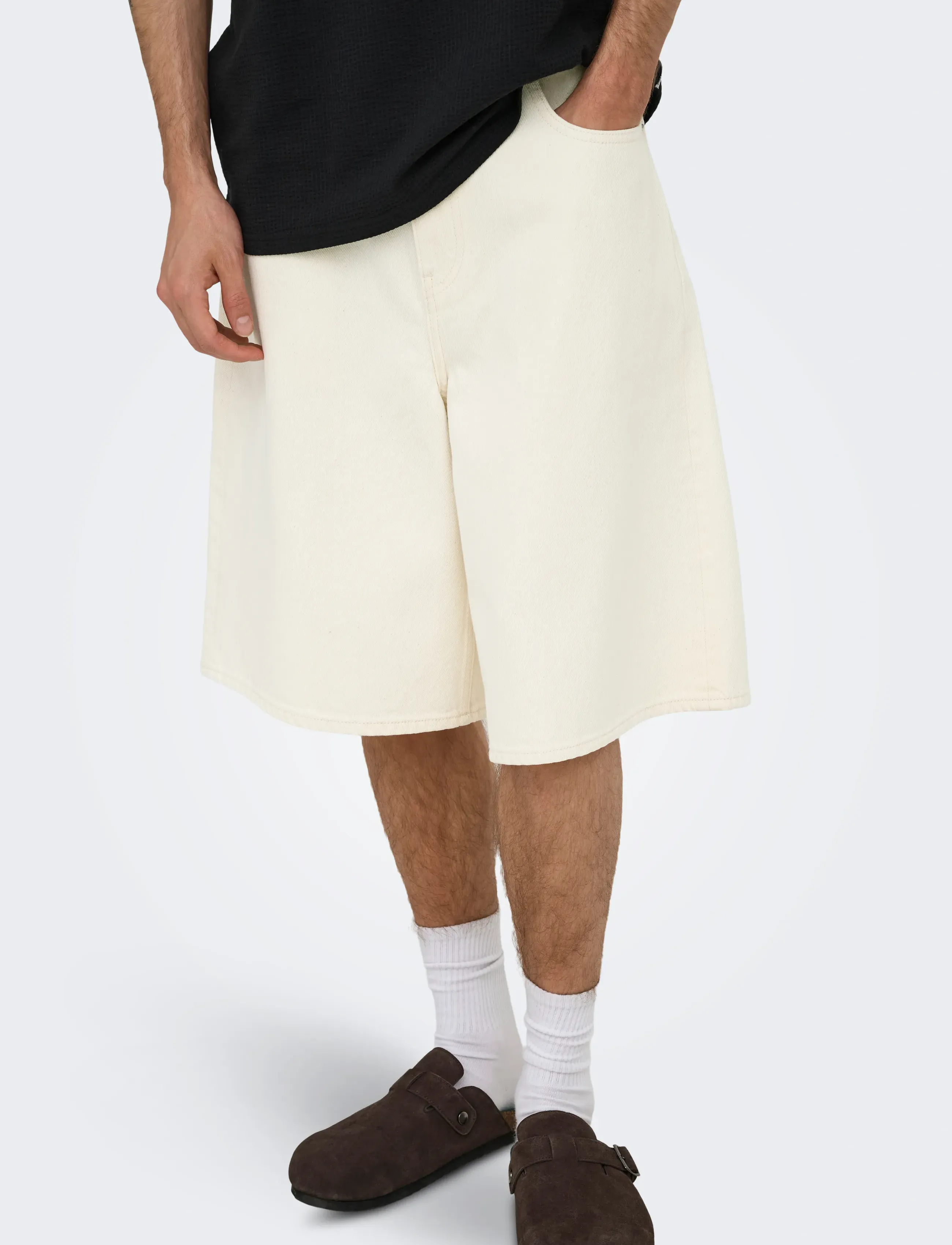 ONLY & SONS ONSCARL BALLOON ECRU 4145 PIM DNM SHORTS - Kleidung - ECRU / white