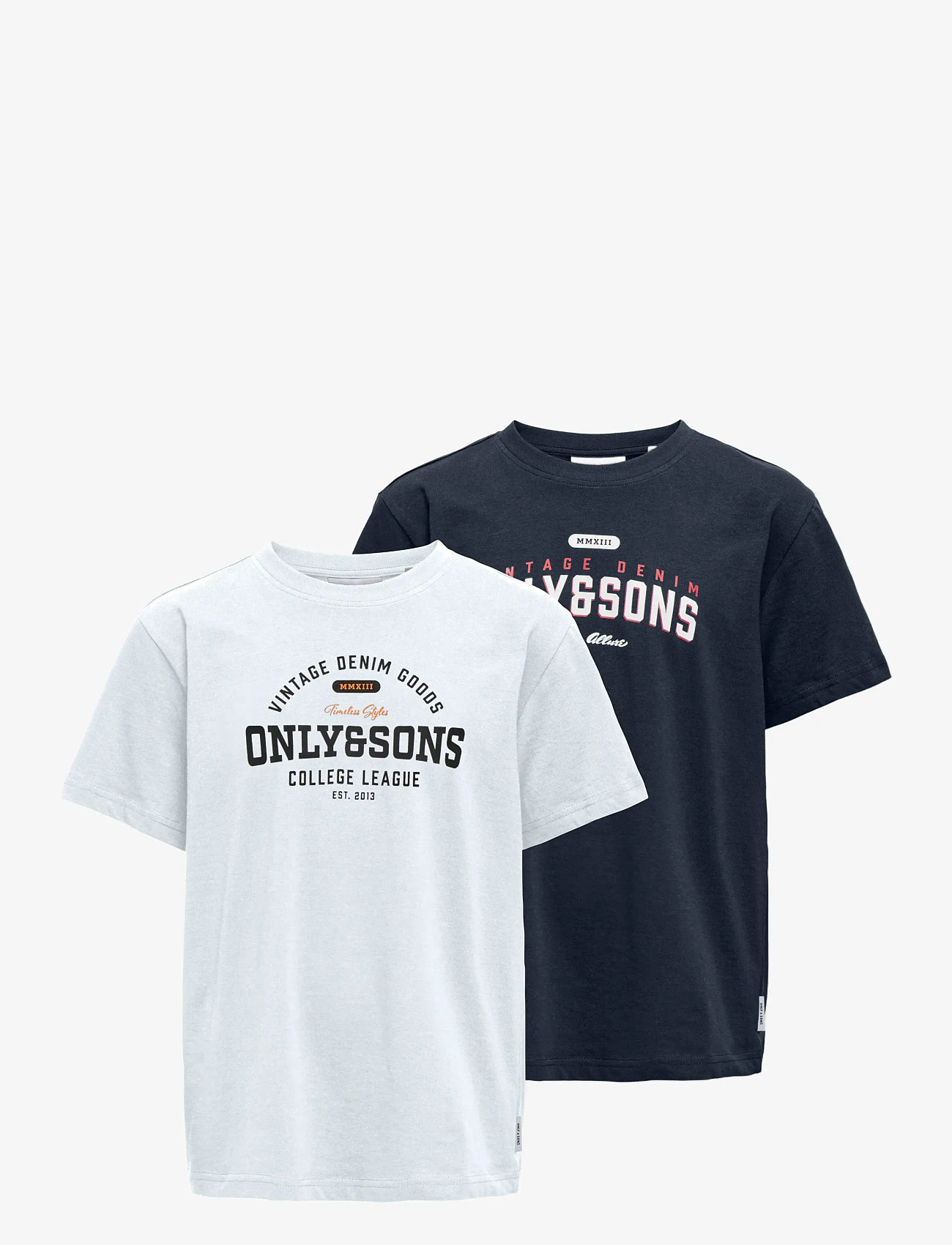 ONLY & SONS - OSJLENNY LIFE REG PRINT TEE JRS 2-PACK - kortærmede t-shirts - blue nights - 0