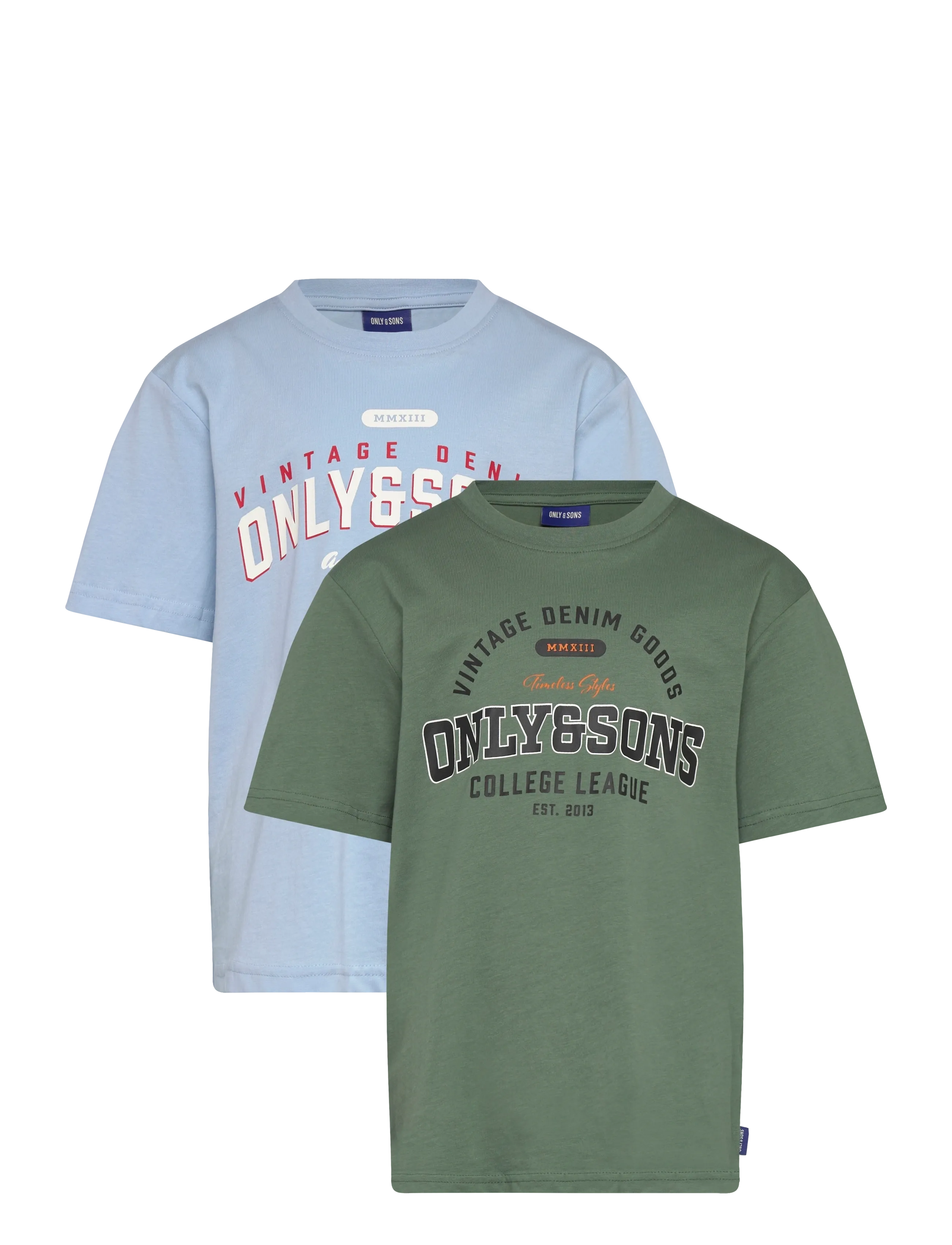 ONLY & SONS OSJLENNY LIFE REG PRINT TEE JRS 2-PACK - 4 for 3 - DARK FOREST / green