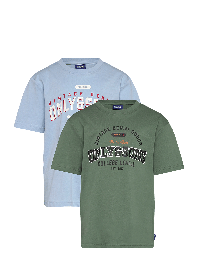 ONLY & SONS - OSJLENNY LIFE REG PRINT TEE JRS 2-PACK - kortærmede t-shirts - dark forest - 0
