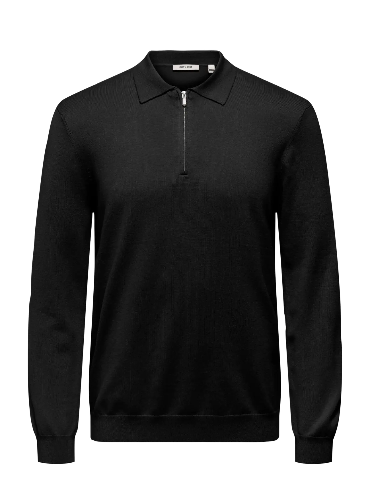 ONLY & SONS - ONSWYLER LIFE REG 14 HALF ZIP POLO KNIT - pikkade varrukatega kootud polosärgid - black - 0
