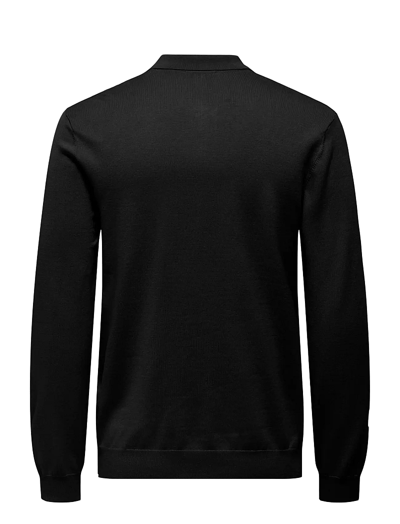 ONLY & SONS - ONSWYLER LIFE REG 14 HALF ZIP POLO KNIT - stickade pikéer - black - 1