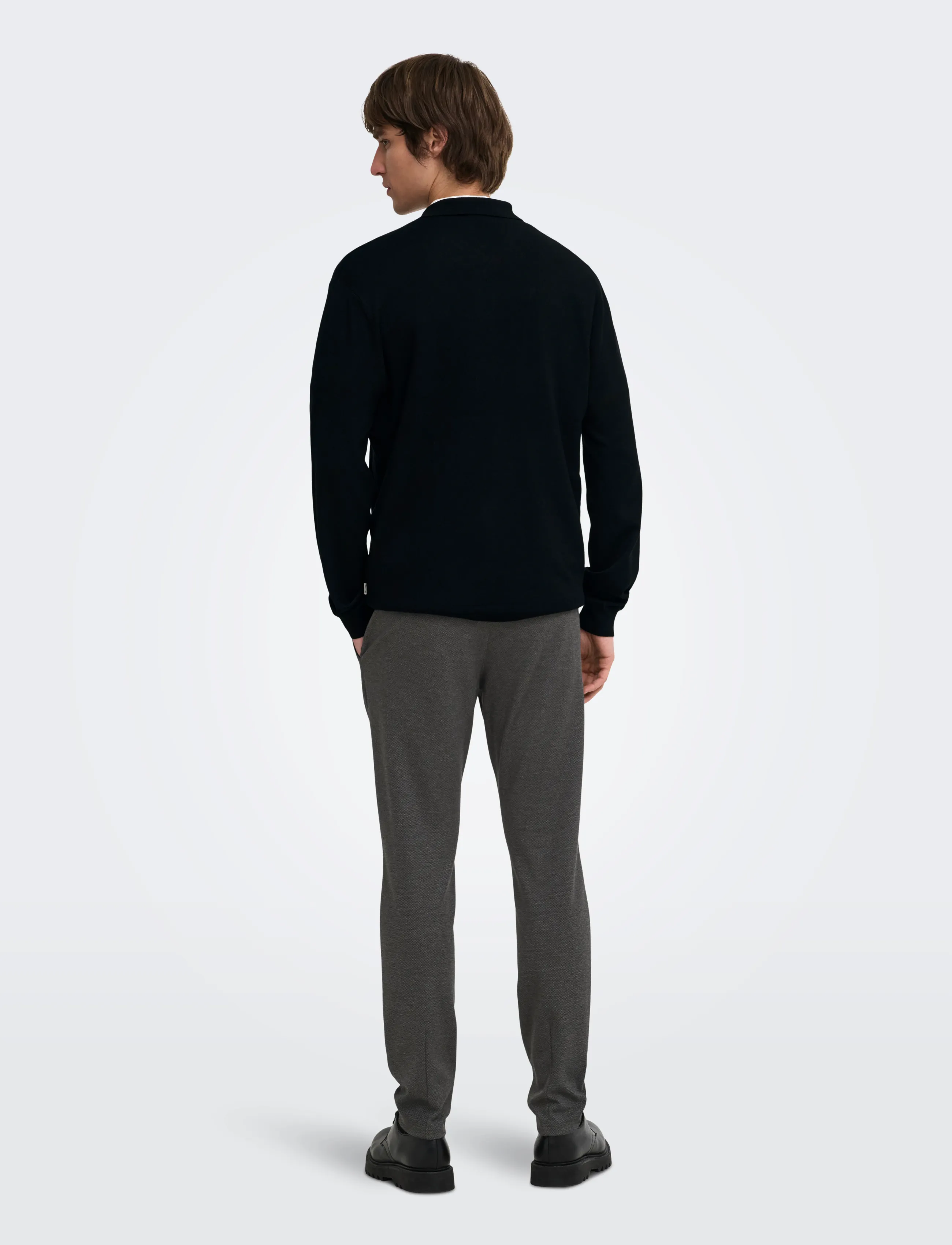 ONLY & SONS - ONSWYLER LIFE REG 14 HALF ZIP POLO KNIT - pitkähihaiset neulepoolot - black - 3