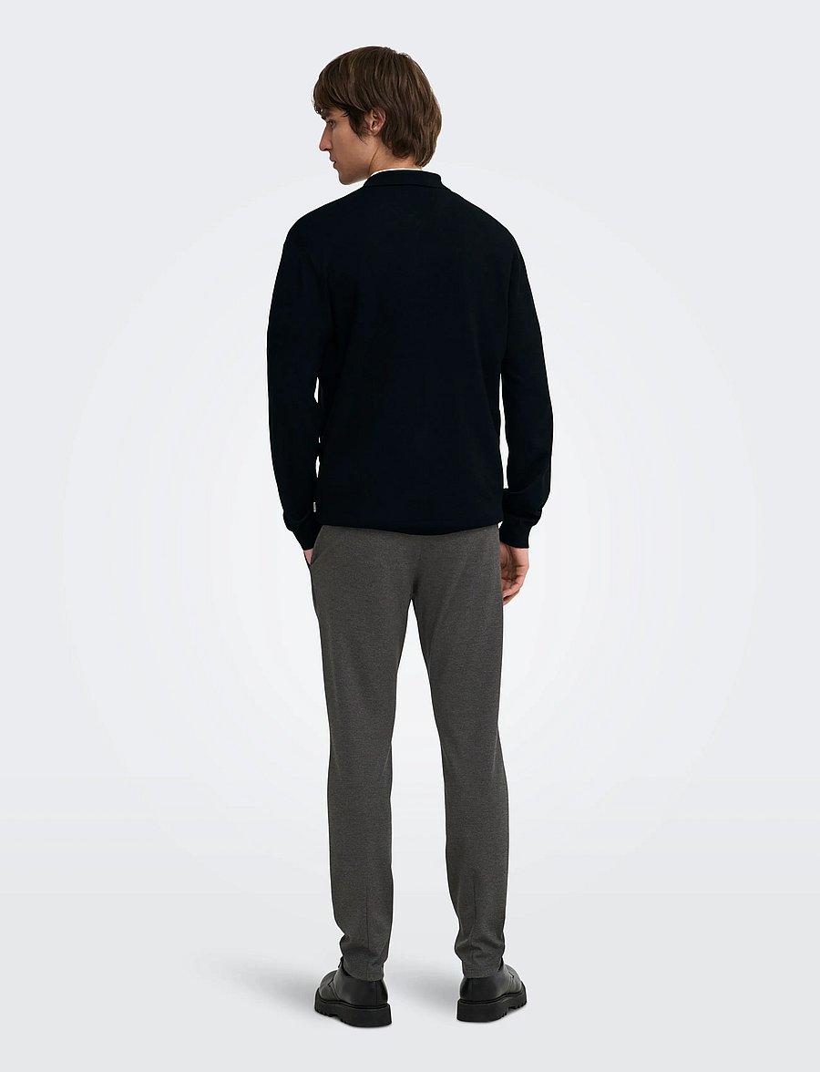 ONLY & SONS - ONSWYLER LIFE REG 14 HALF ZIP POLO KNIT - pitkähihaiset neulepoolot - black - 3
