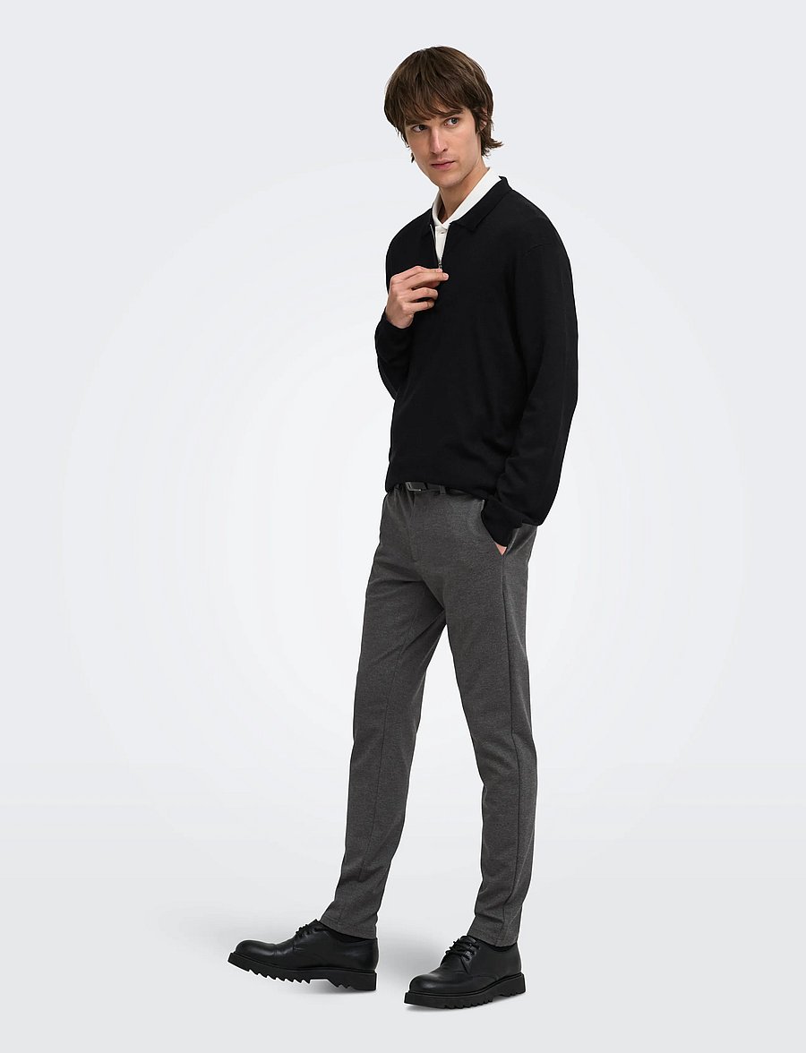 ONLY & SONS - ONSWYLER LIFE REG 14 HALF ZIP POLO KNIT - pitkähihaiset neulepoolot - black - 4