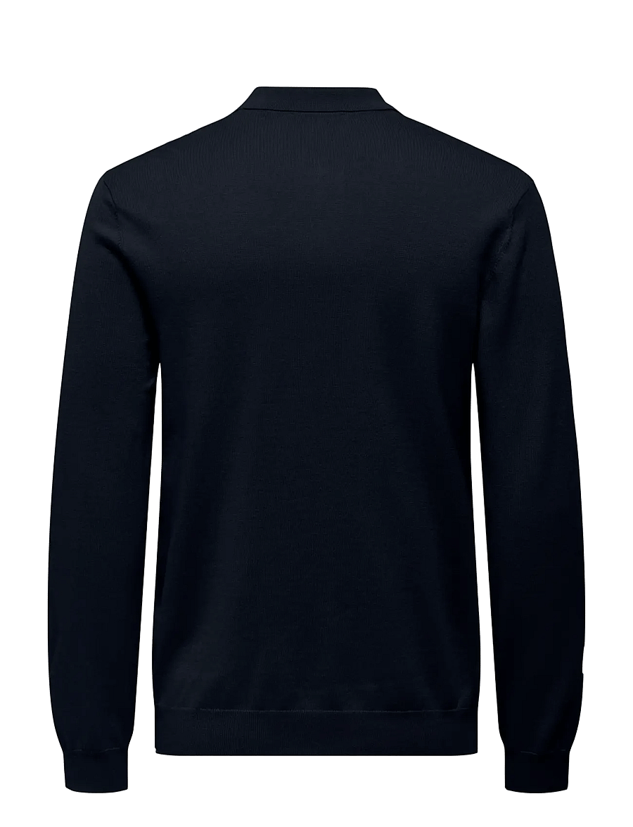 ONLY & SONS - ONSWYLER LIFE REG 14 HALF ZIP POLO KNIT - långärmade stickade pikétröjor - dark navy - 2