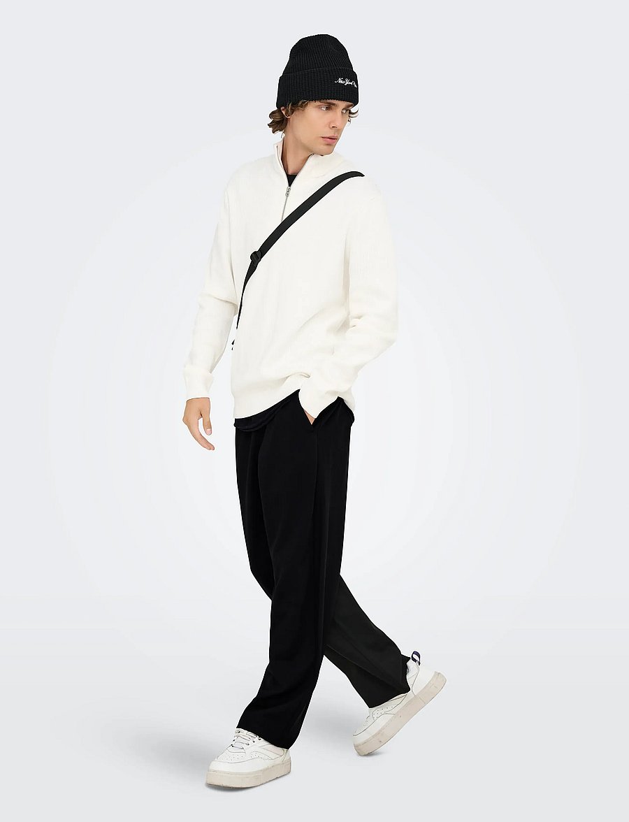 ONLY & SONS - ONSJAKES 0339 LOOSE STR PANT FRML NOOS - casual bukser - black - 0