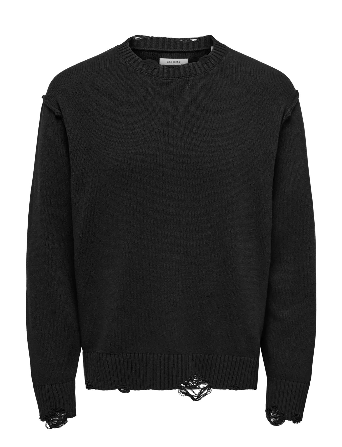 ONLY & SONS ONSTUNE RLX LS CREW NECK KNIT - Strik - BLACK / black