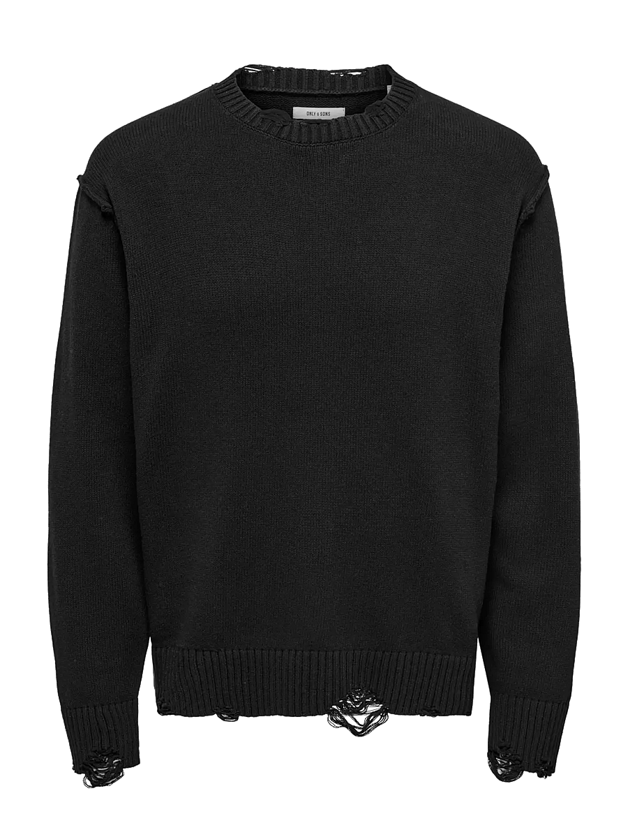 ONLY & SONS - ONSTUNE RLX LS CREW NECK KNIT - Ümmarguse kaelusega kudumid - black - 1