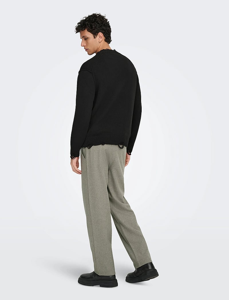 ONLY & SONS - ONSTUNE RLX LS CREW NECK KNIT LIFE - adījumi ar apaļu kakla izgriezumu - black - 4