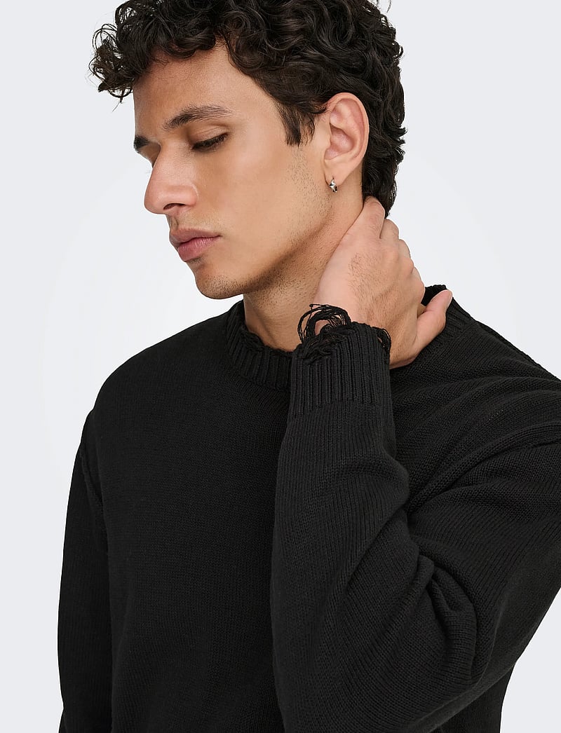 ONLY & SONS - ONSTUNE RLX LS CREW NECK KNIT LIFE - adījumi ar apaļu kakla izgriezumu - black - 5