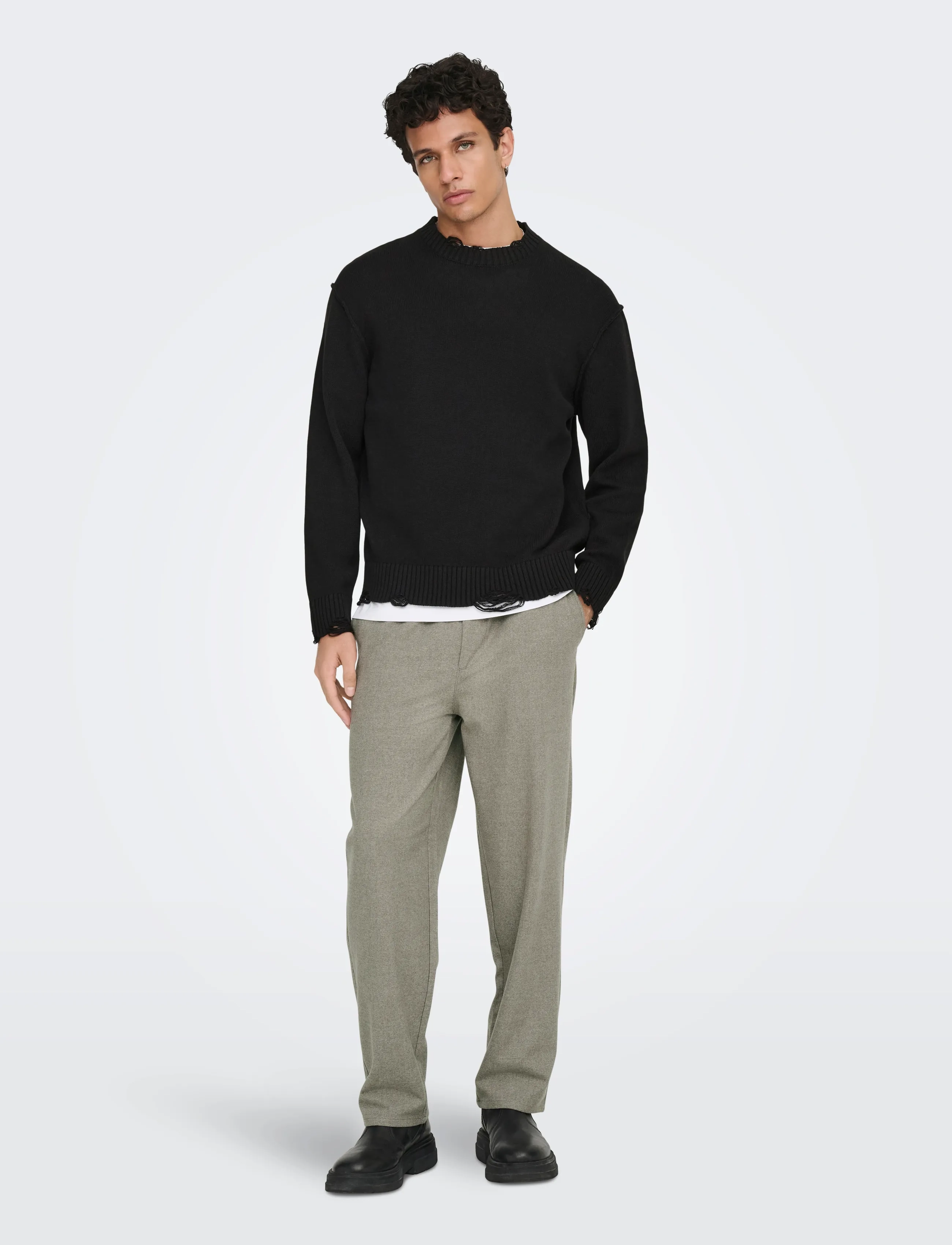 ONLY & SONS Onstune Rlx Ls Crew Neck Knit stickade tröjor herr – bild 4