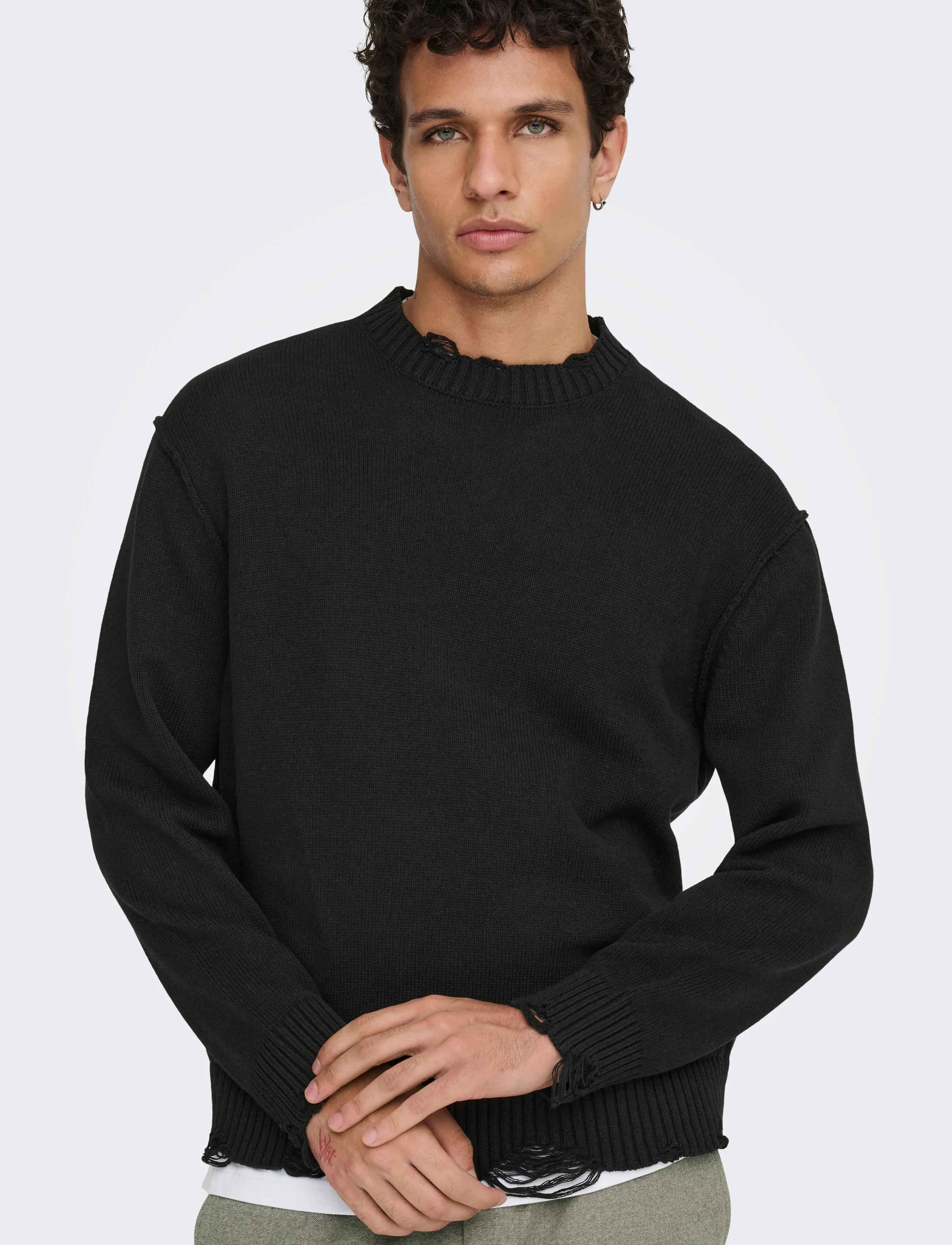 ONLY & SONS Onstune Rlx Ls Crew Neck Knit stickade tröjor herr – bild 5