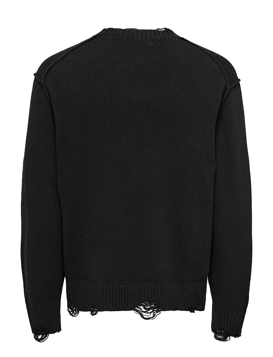 ONLY & SONS - ONSTUNE RLX LS CREW NECK KNIT - Ümmarguse kaelusega kudumid - black - 3