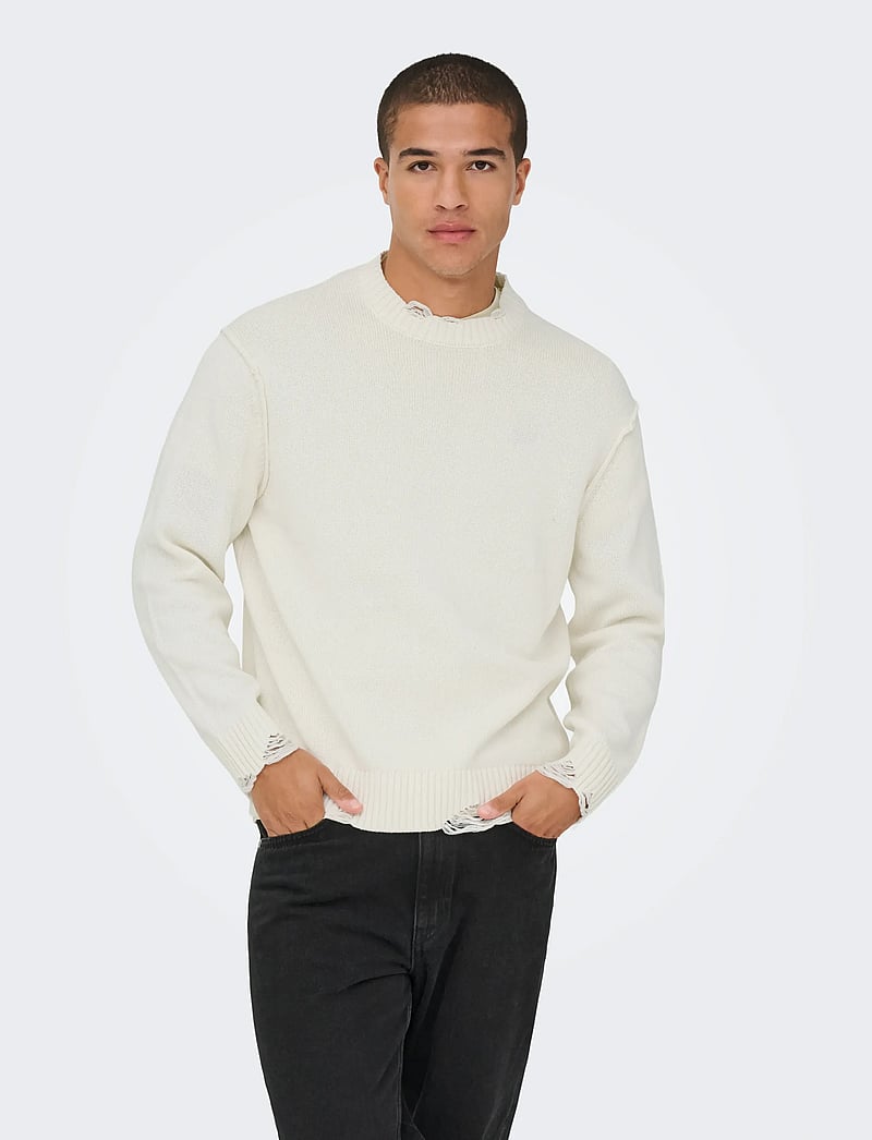 ONLY & SONS - ONSTUNE RLX LS CREW NECK KNIT LIFE - rundhals - cloud dancer - 0