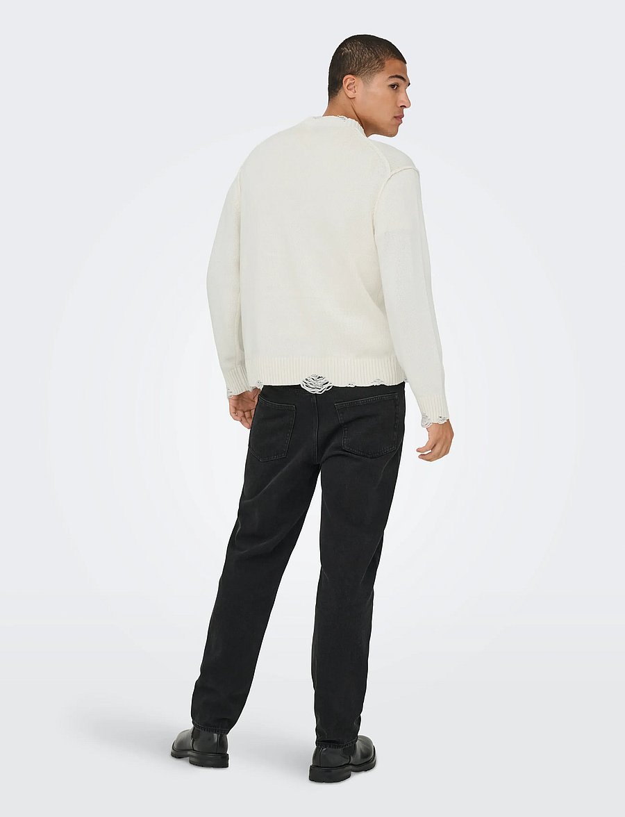 ONLY & SONS - ONSTUNE RLX LS CREW NECK KNIT - Ümmarguse kaelusega kudumid - cloud dancer - 3
