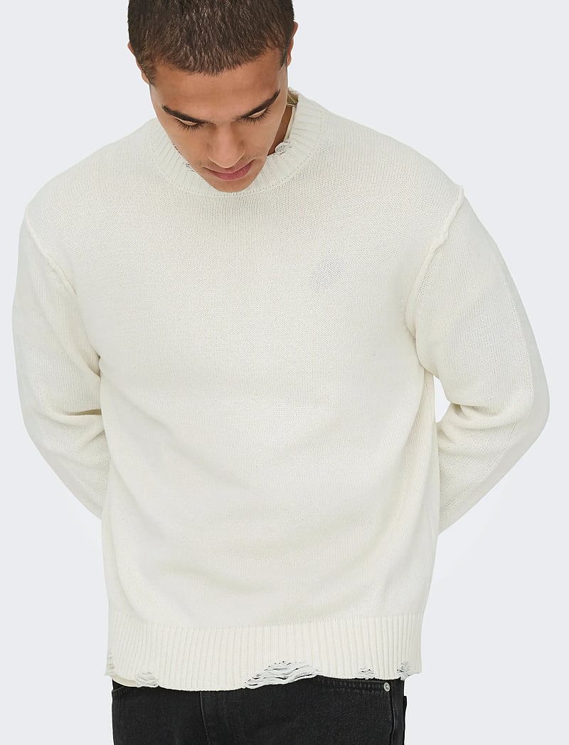 ONLY & SONS - ONSTUNE RLX LS CREW NECK KNIT LIFE - rundhals - cloud dancer - 5