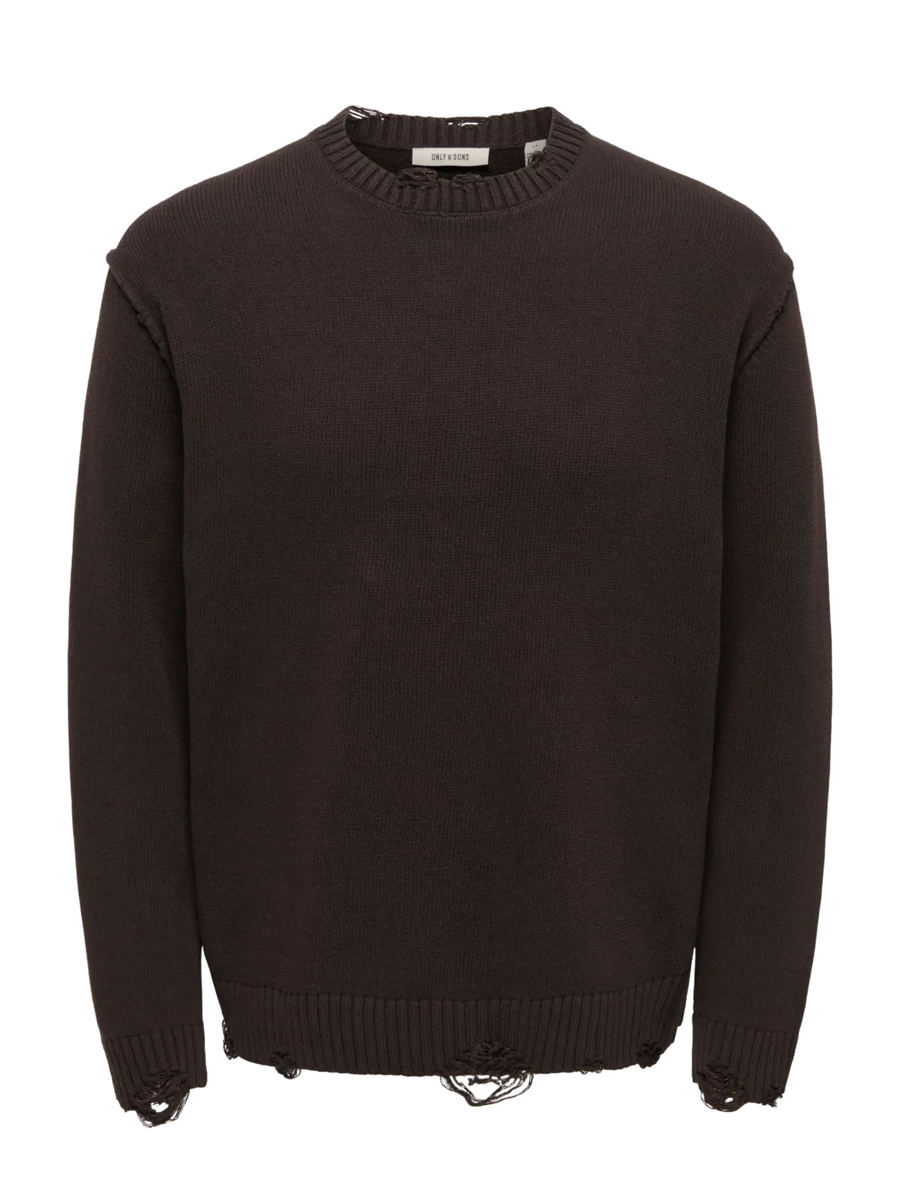 ONLY & SONS ONSTUNE RLX LS CREW NECK KNIT - Rundhals - COFFEE BEAN / brown