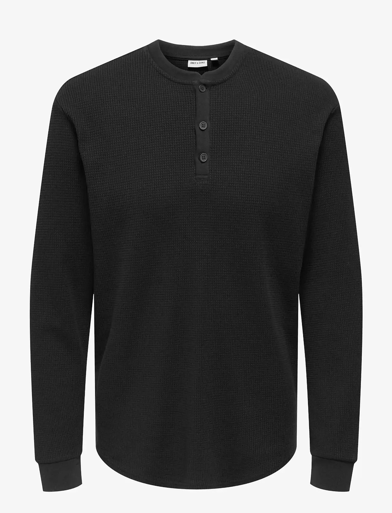ONLY & SONS - ONSTOBIE REG LS HENLEY TEE NOOS - herbstliche kleidung - black - 0