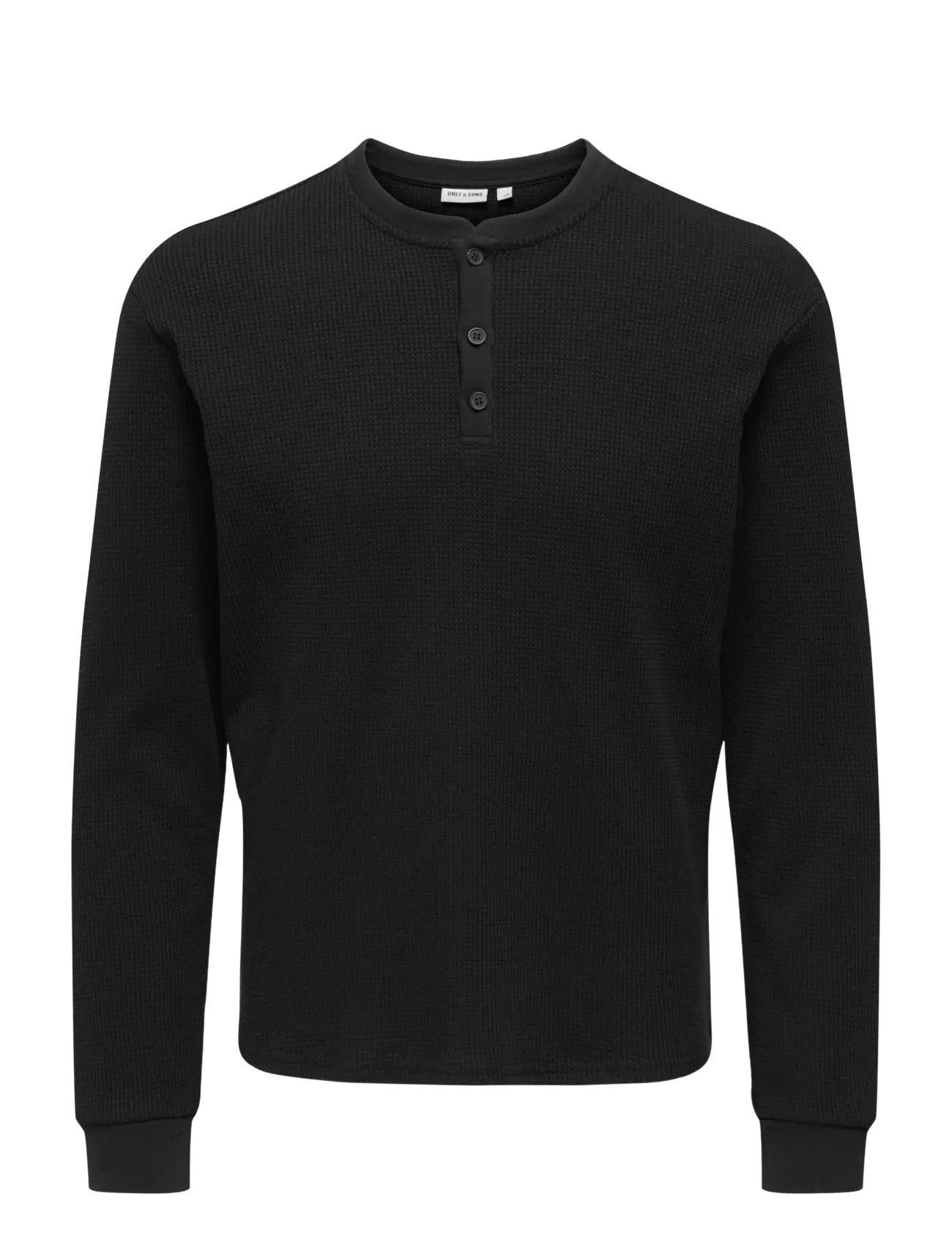 ONLY & SONS ONSTOBIE REG LS HENLEY TEE NOOS - T-särgid - BLACK / black