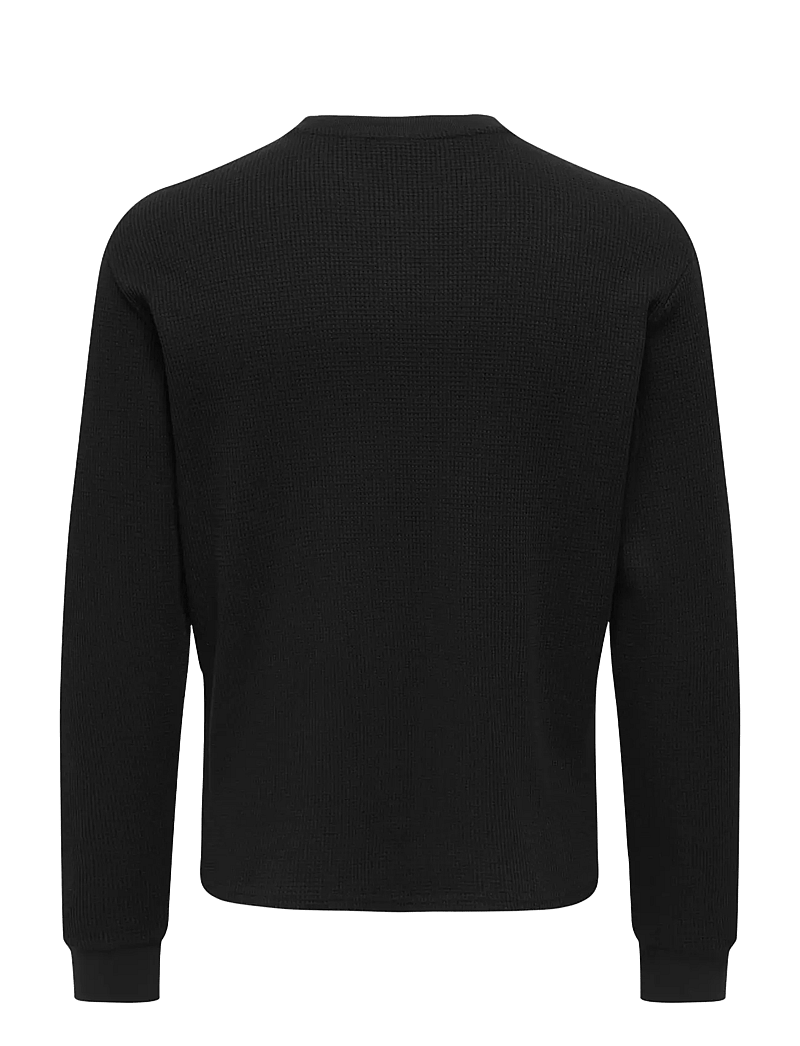 ONLY & SONS - ONSTOBIE REG LS HENLEY TEE NOOS - långärmade t-shirts - black - 2