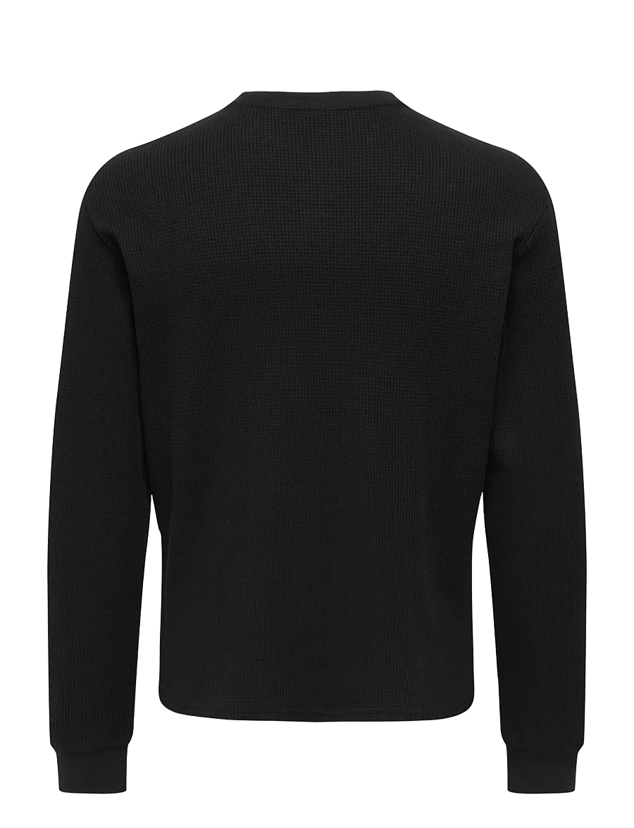 ONLY & SONS - ONSTOBIE REG LS HENLEY TEE NOOS - langärmelig - black - 2