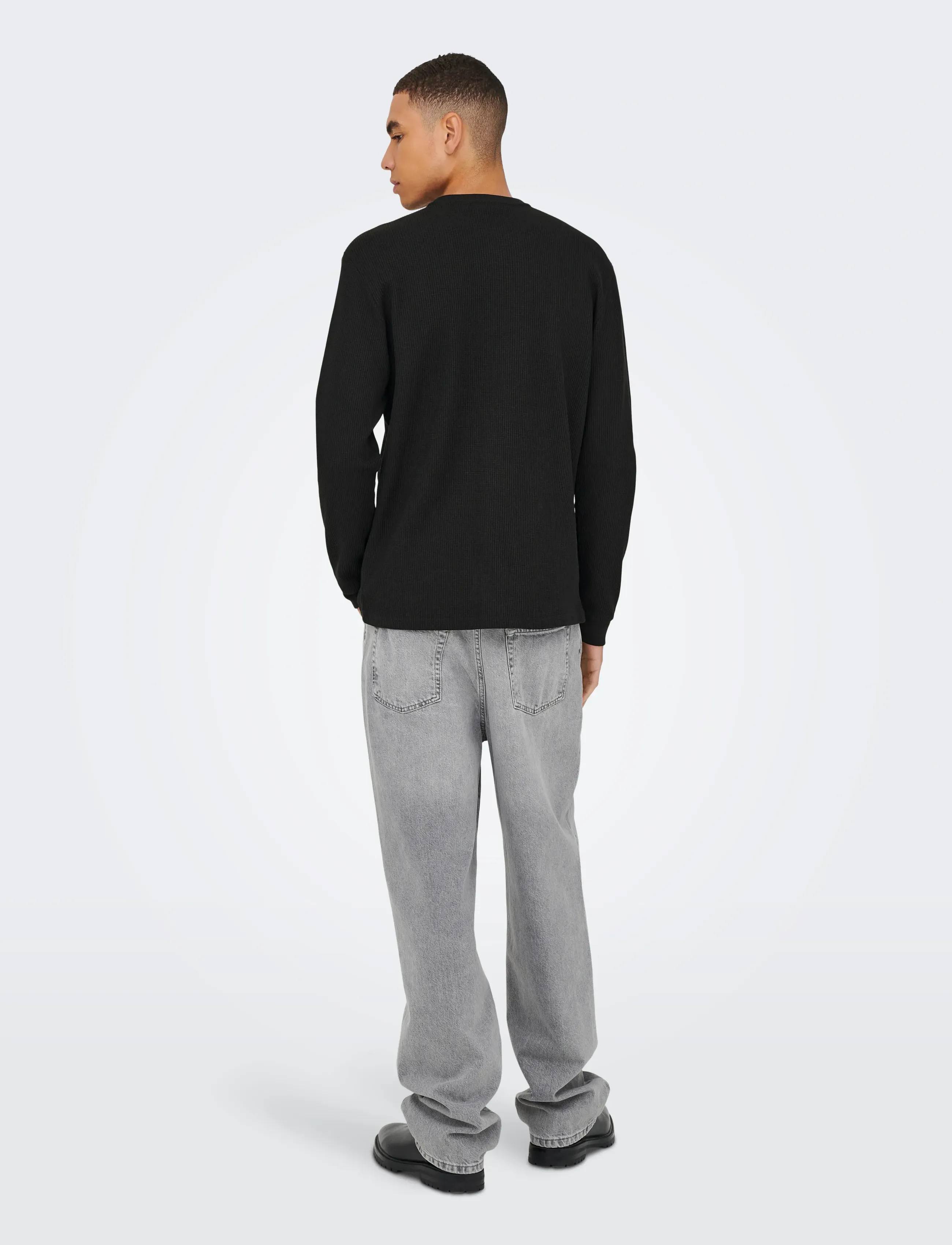 ONLY & SONS - ONSTOBIE REG LS HENLEY TEE NOOS - langärmelig - black - 3