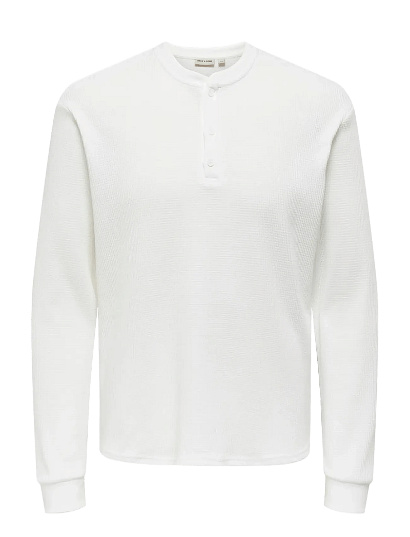 ONLY & SONS - ONSTOBIE REG LS HENLEY TEE NOOS - långärmade t-shirts - bright white - 1